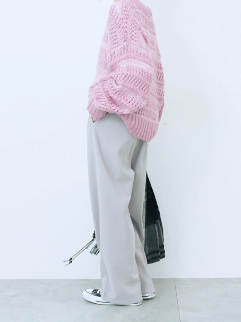 Samansa Mos2 blue「カットジョーゼット裏ボンディングパンツ」|その他|