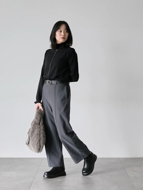 Samansa Mos2 blue「カットジョーゼット裏ボンディングパンツ」|その他|