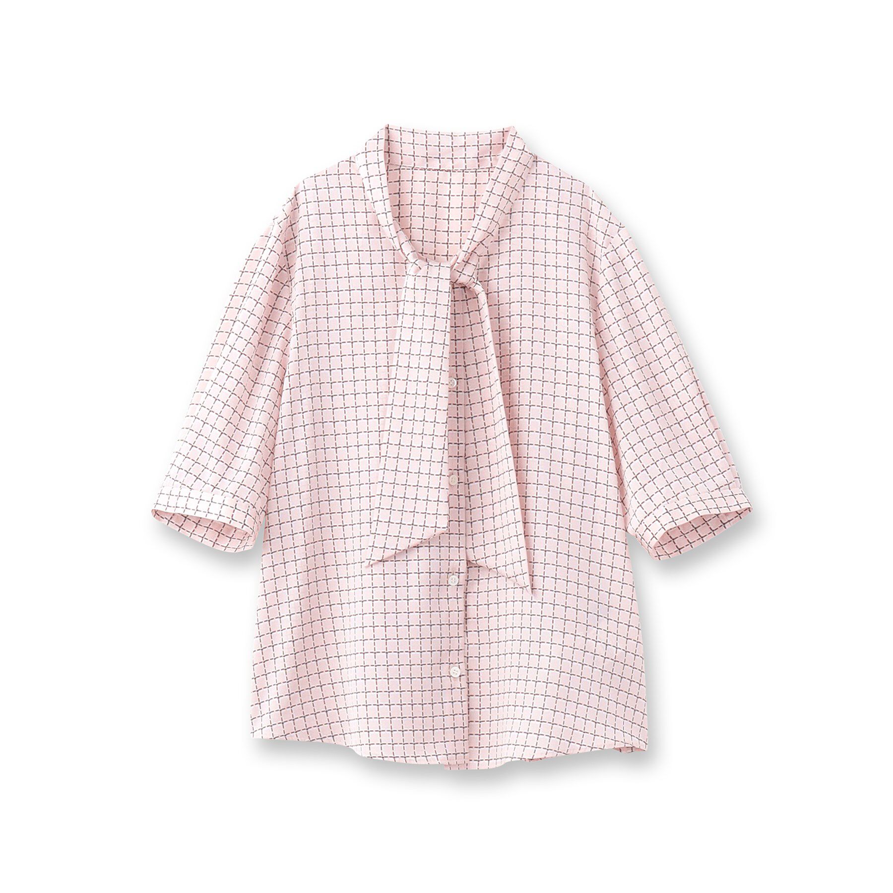 UNTITLED「【通勤/二の腕カバー】ジオメチェック ボウタイブラウス」|シャツ・ブラウス|