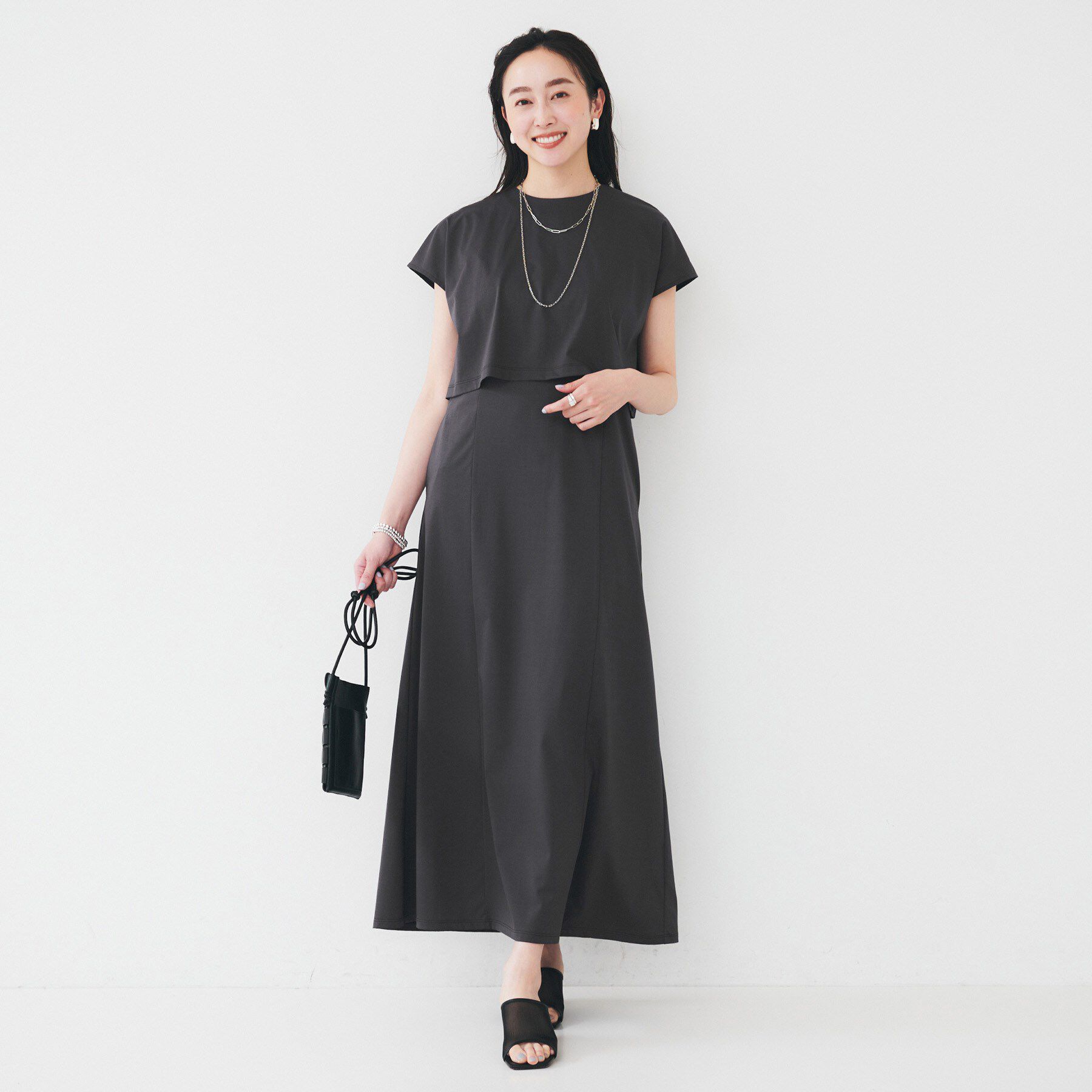 UNTITLED「【洗える／夏ワンピ／2WAY】ジャージワンピース」|ワンピース|チャコールグレー(0