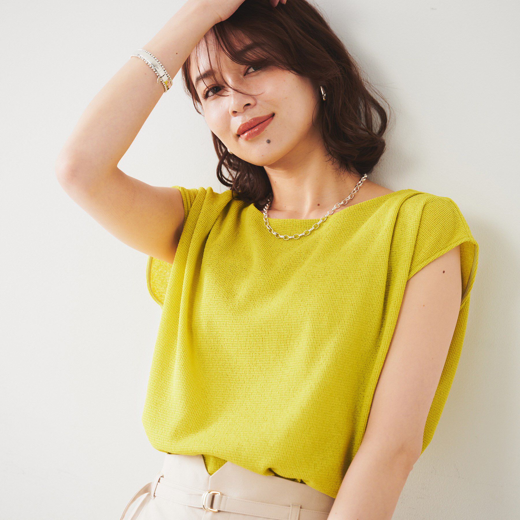 UNTITLED「【ジャージ素材】インナードッキングシアーカットソー」|Tシャツ・カットソー|