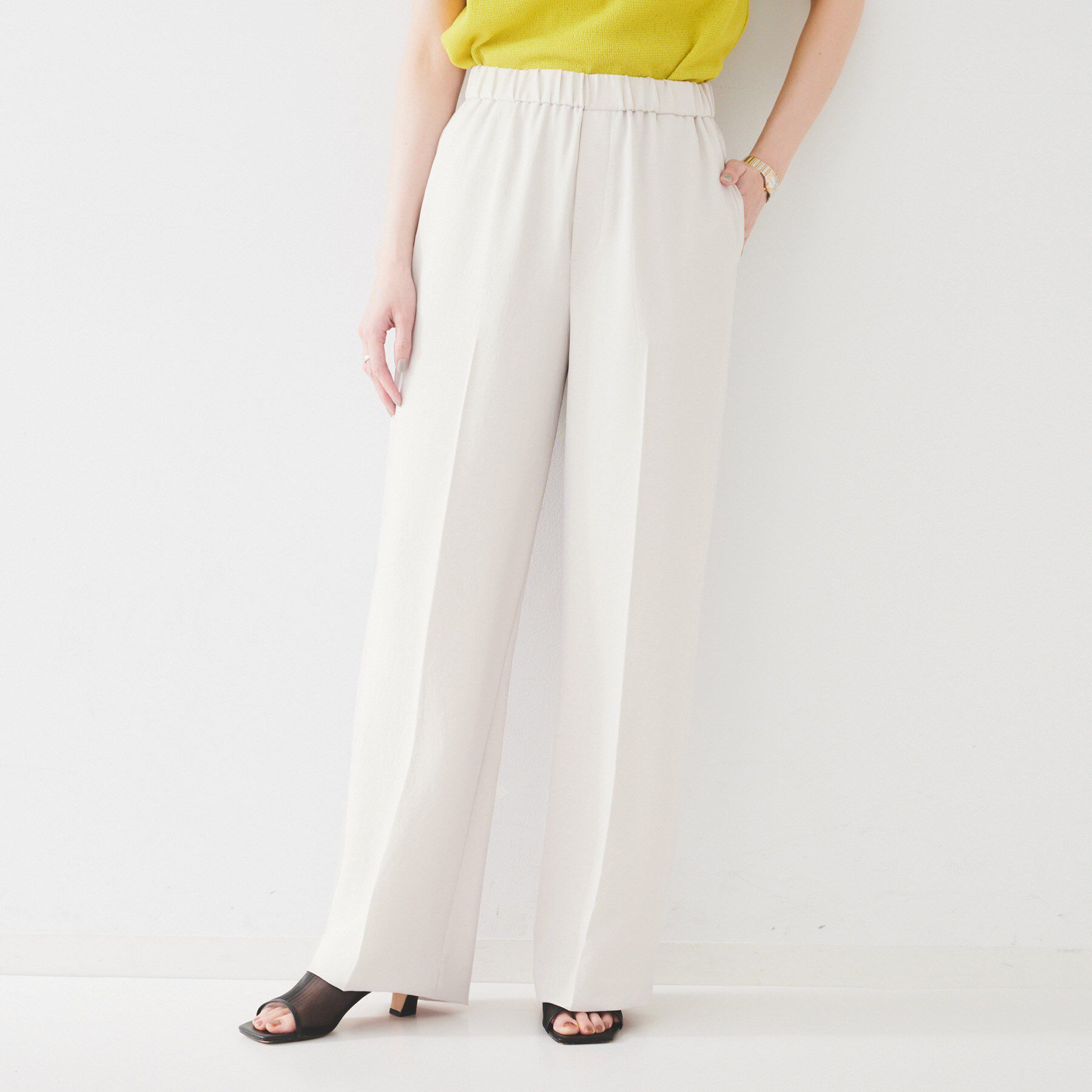 UNTITLED「【接触冷感/UVカット/ウエストゴム】センタープレスツイルパンツ」|その他|