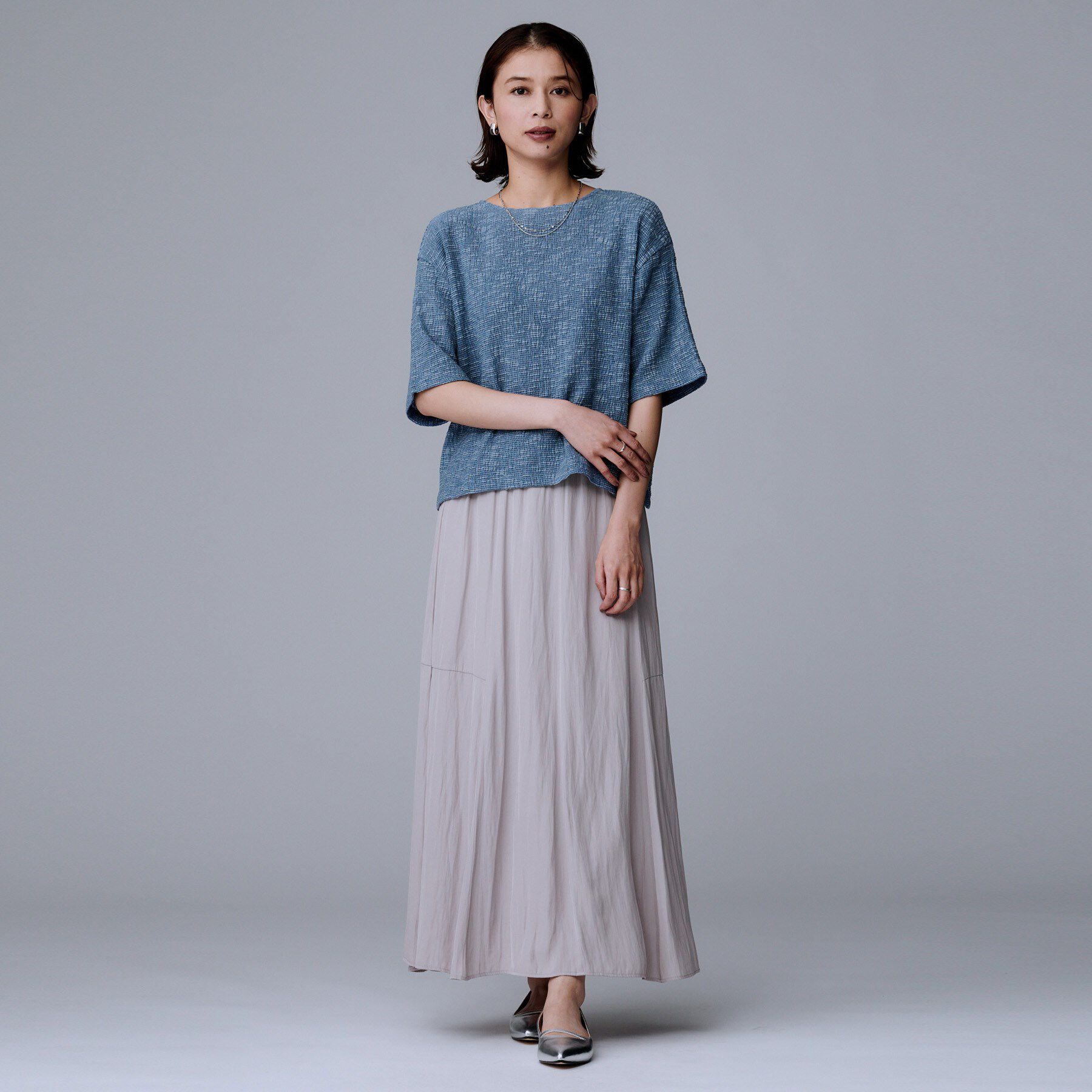 UNTITLED「【五分袖/ジャージトップス】スラブカールマイヤープルオーバー」|Tシャツ・カットソー|