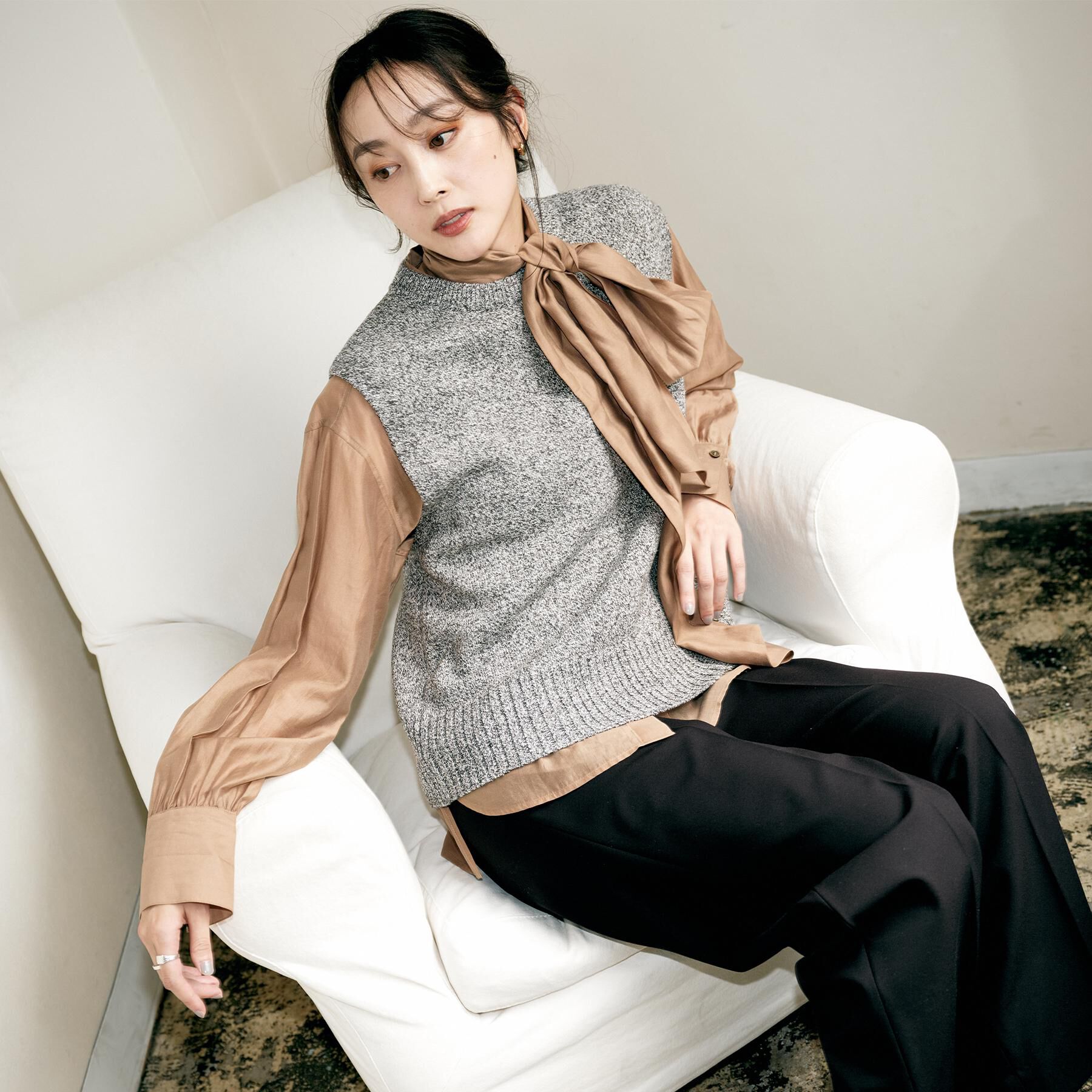 UNTITLED「【重ね着レイヤードに】杢調ニットベスト」|ベスト・ジレ|