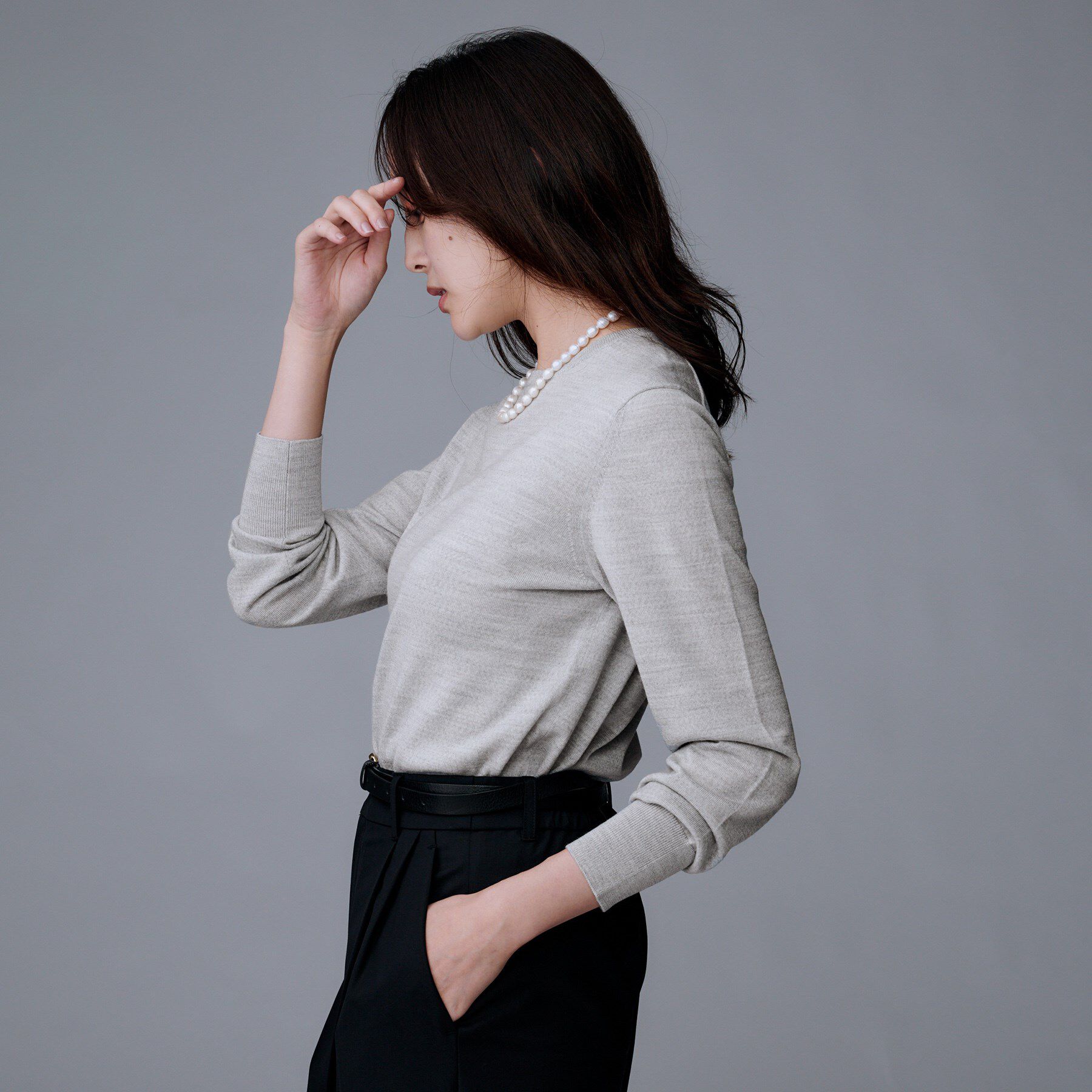 UNTITLED「【アンサンブル可/洗える/ウール100%】クルーネックウールニット」|ニット・セーター|