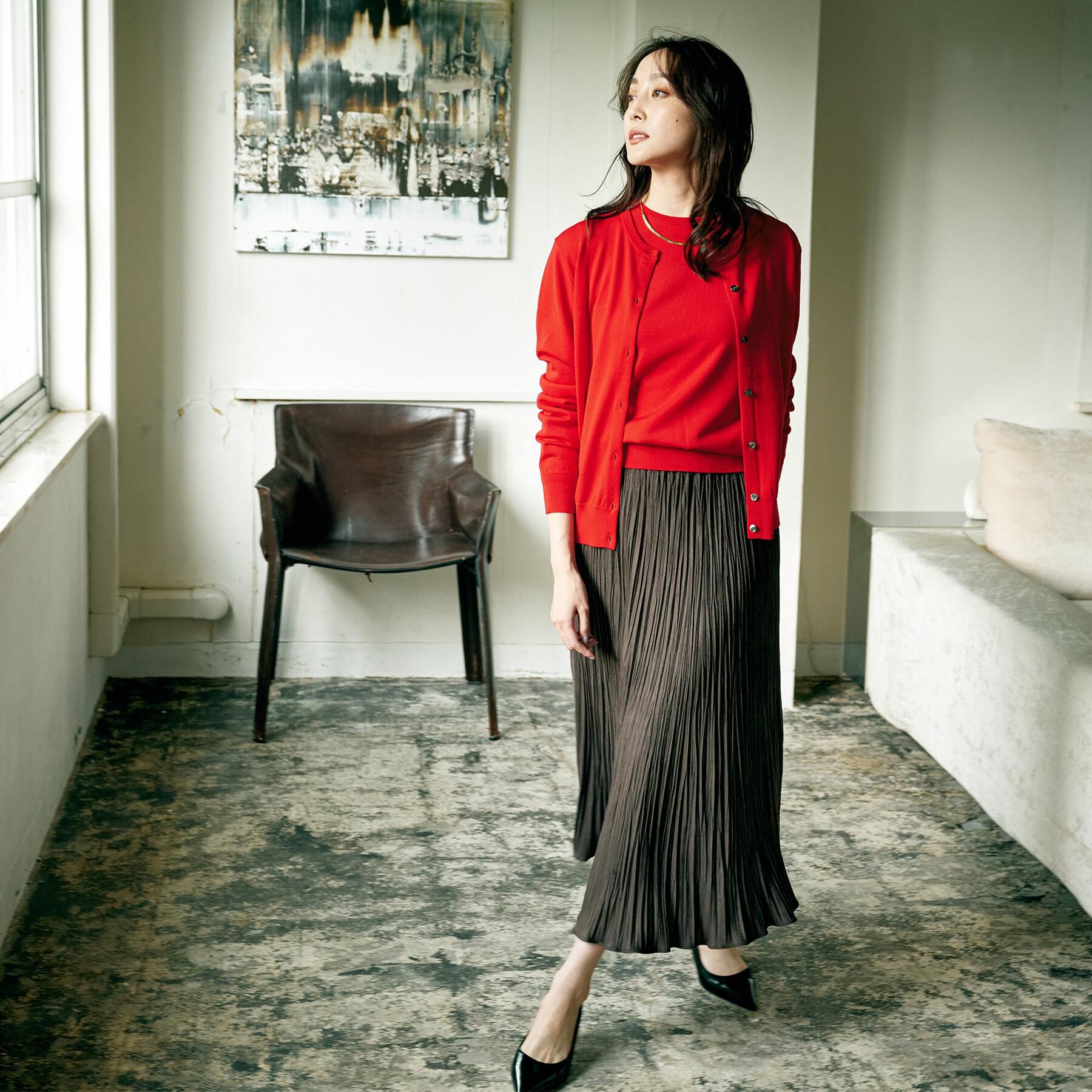 UNTITLED「【洗える/アンサンブル可/ウール100%】ウールクルーカーディガン」|カーディガン|