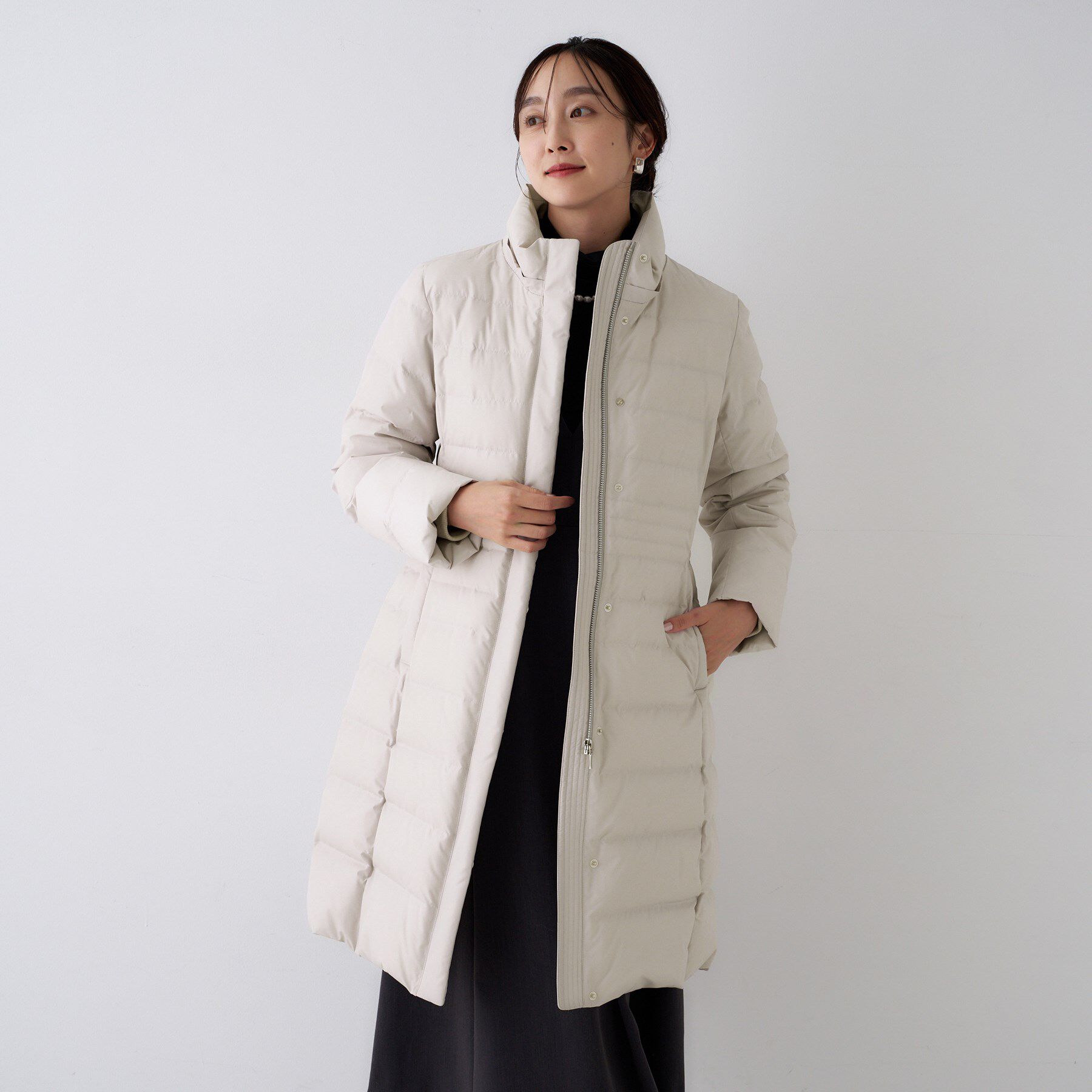 UNTITLED「【はっ水機能/フード取り外し可/防寒】ロングダウンコート」|ダウン|