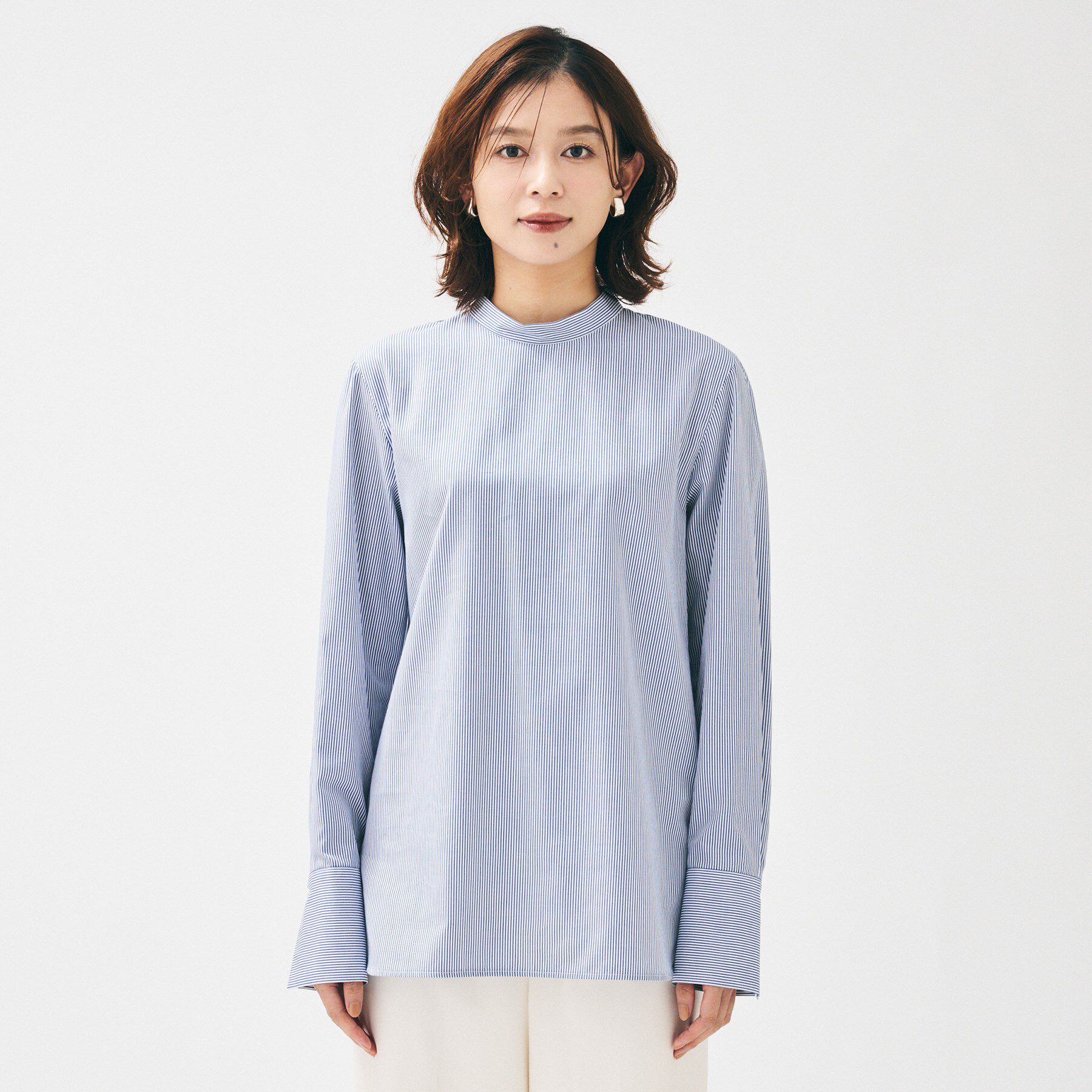 UNTITLED「【重ね着レイヤード/スーツブラウス】ファインブロードハイネックシャツ」|シャツ・ブラウス|