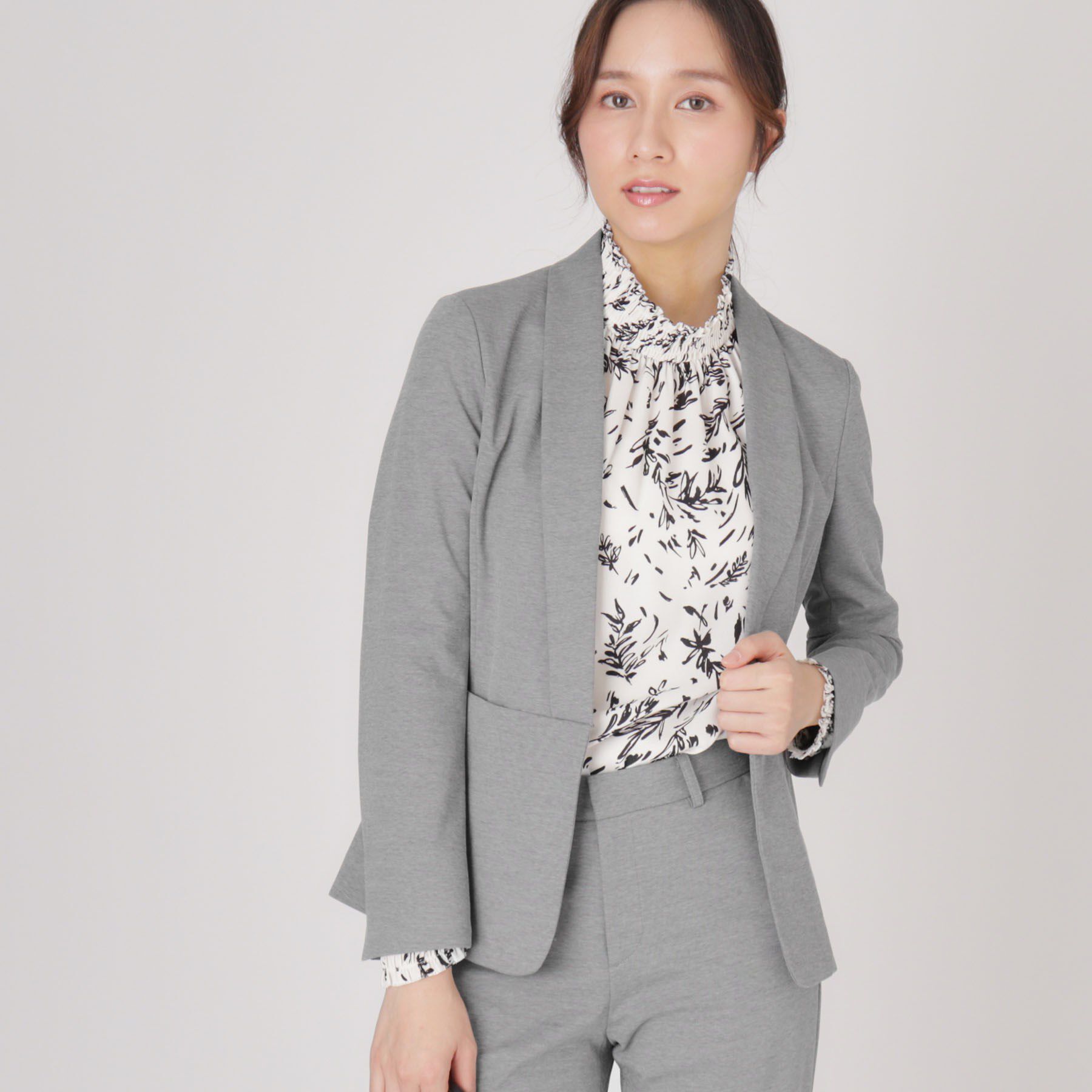 COUP DE CHANCE「【洗える／日本製】ショールカラージャケット」|ノーカラージャケット|グレー(912)