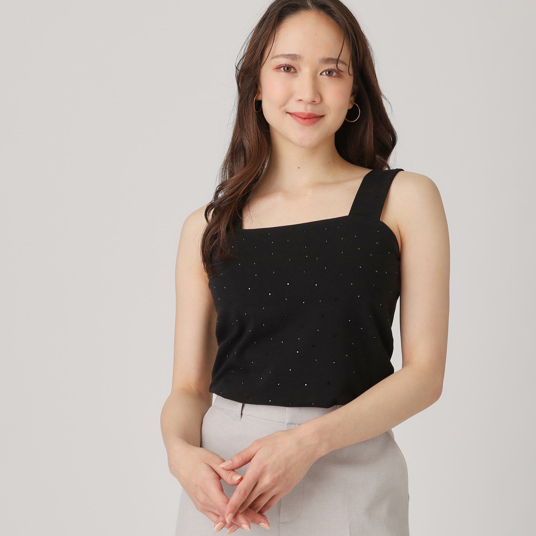 COUP DE CHANCE「【洗える／日本製】ジルコンキャミソール」|キャミソール|ブラック(019)