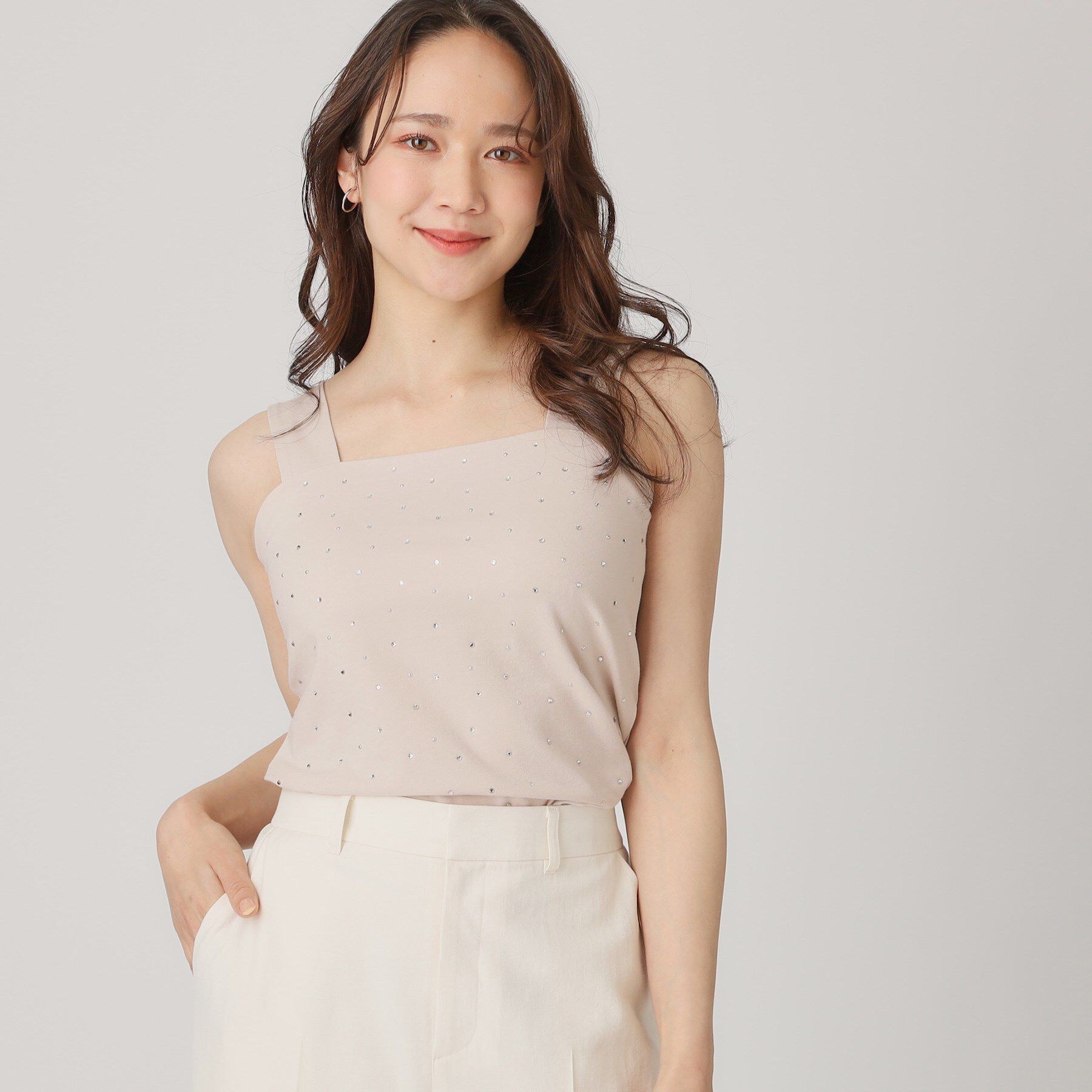 COUP DE CHANCE「【洗える／日本製】ジルコンキャミソール」|キャミソール|グレージュ(050)