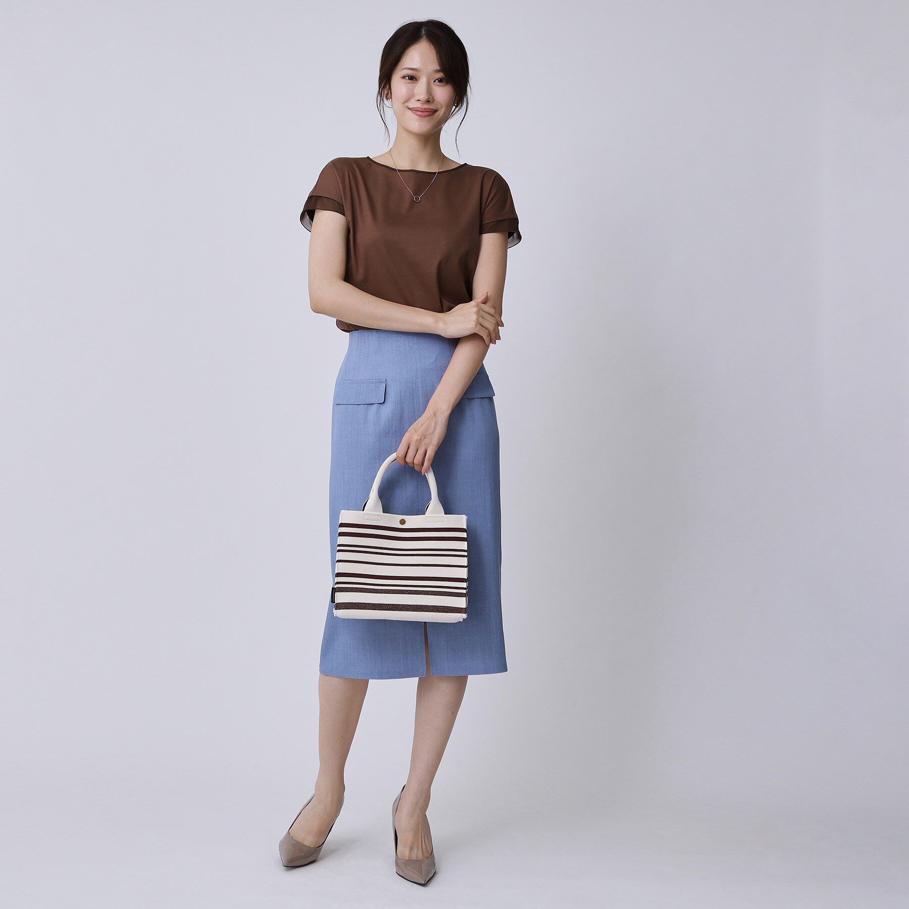 COUP DE CHANCE「トーンリズムニット／大人ボーダー柄／ニットバック」|トートバッグ|