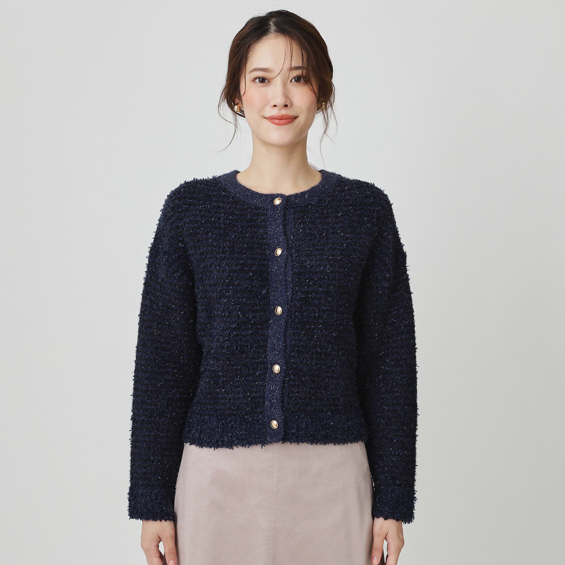 COUP DE CHANCE「【手洗い可】ラメフェザーのニットカーディガン」|カーディガン|