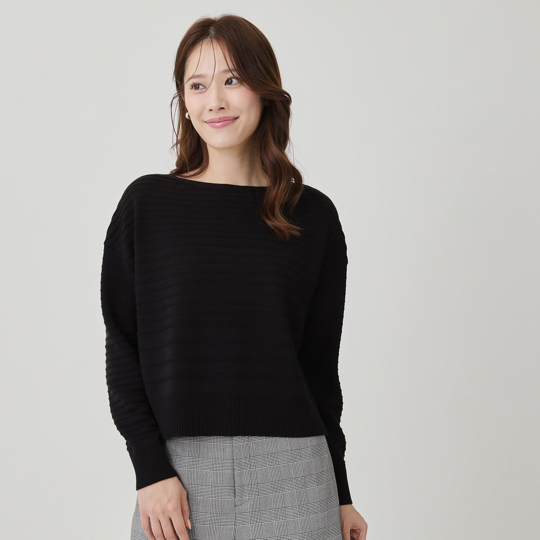 COUP DE CHANCE「【手洗い可／日本製】地柄ボーダーのニットトップス」|ニット・セーター|