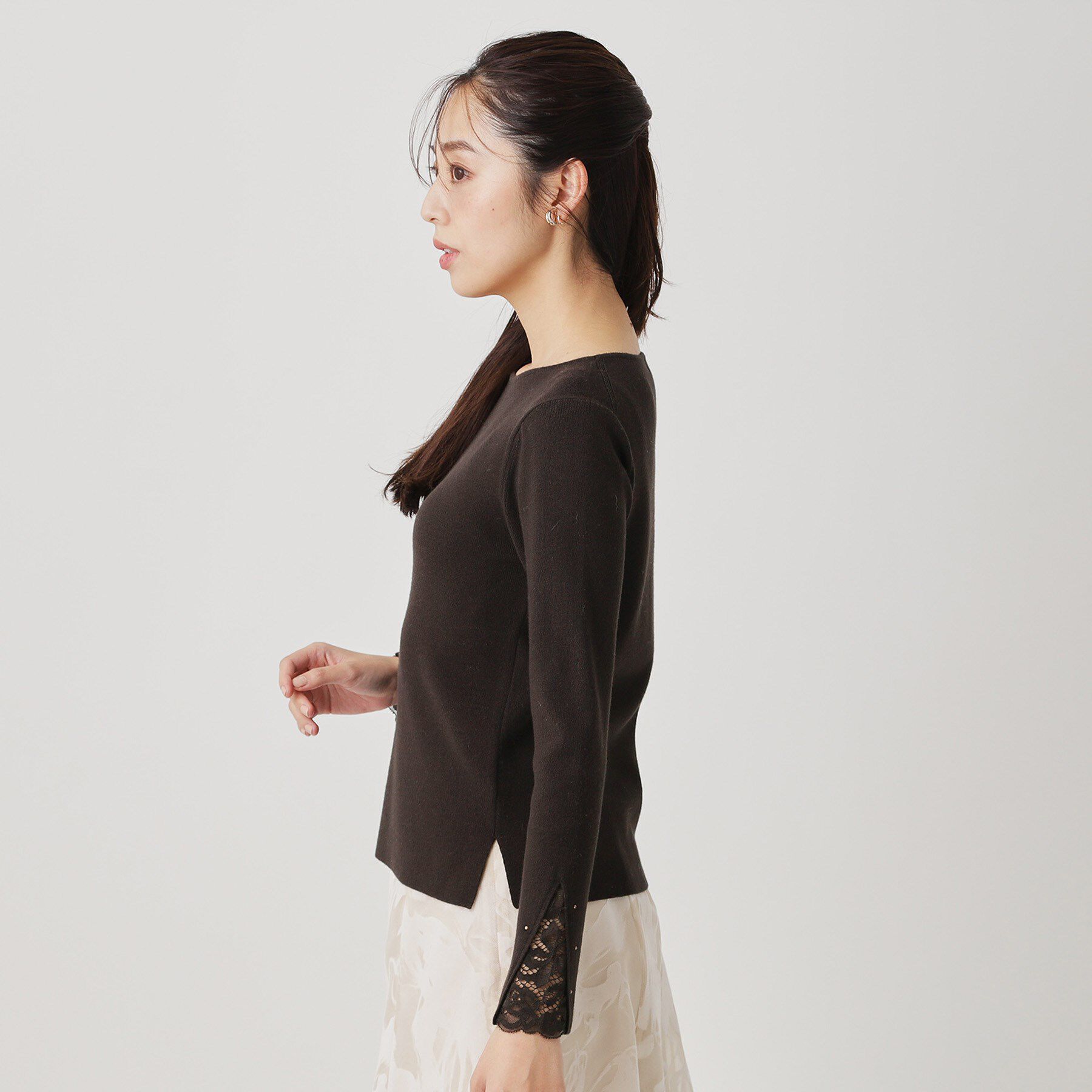 COUP DE CHANCE「【手洗い可】袖口レースコンパクトニット」|ニット・セーター|