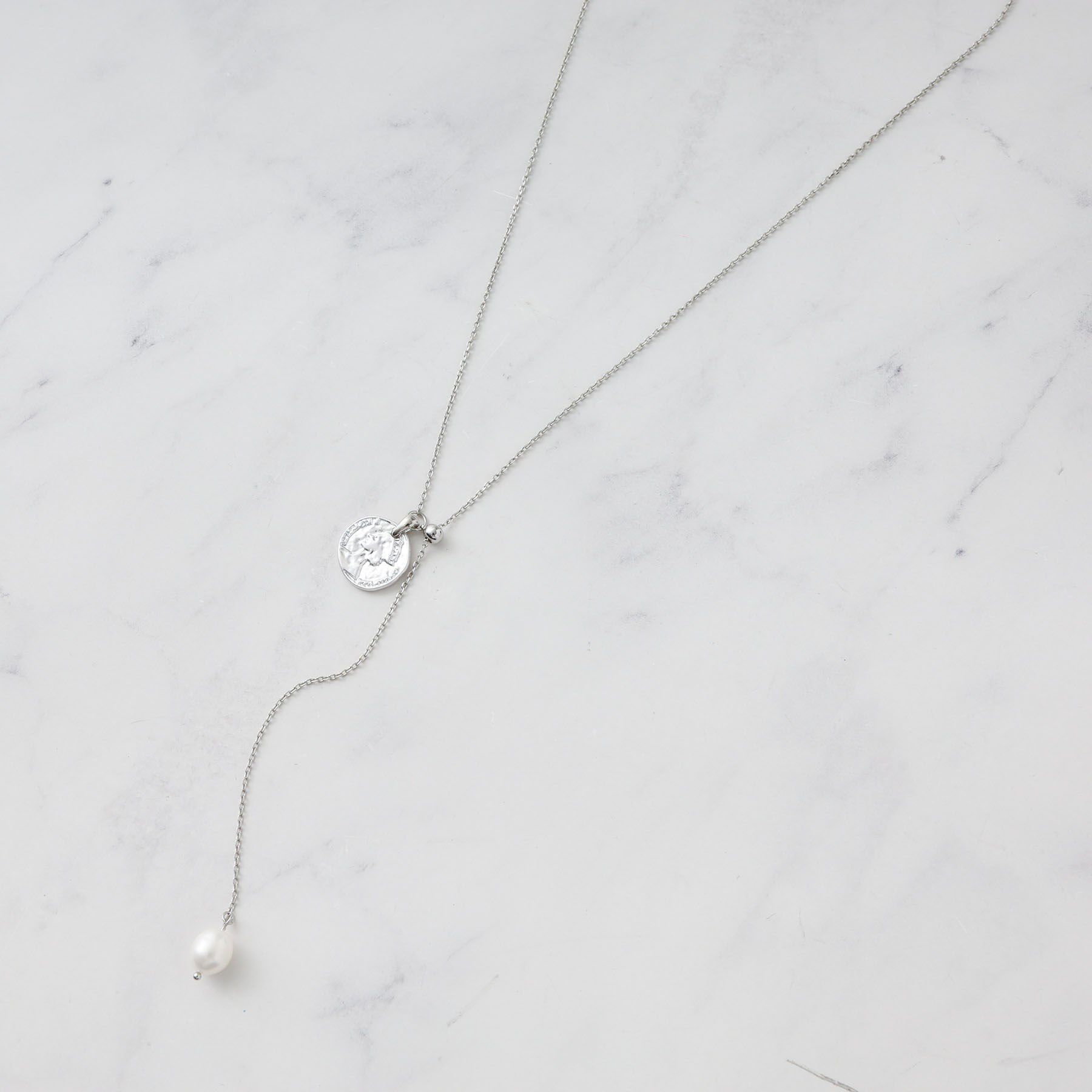 Reflect「【チェーン長さ調節可】コインパーツ&times;淡水パールネックレス」|ネックレス|