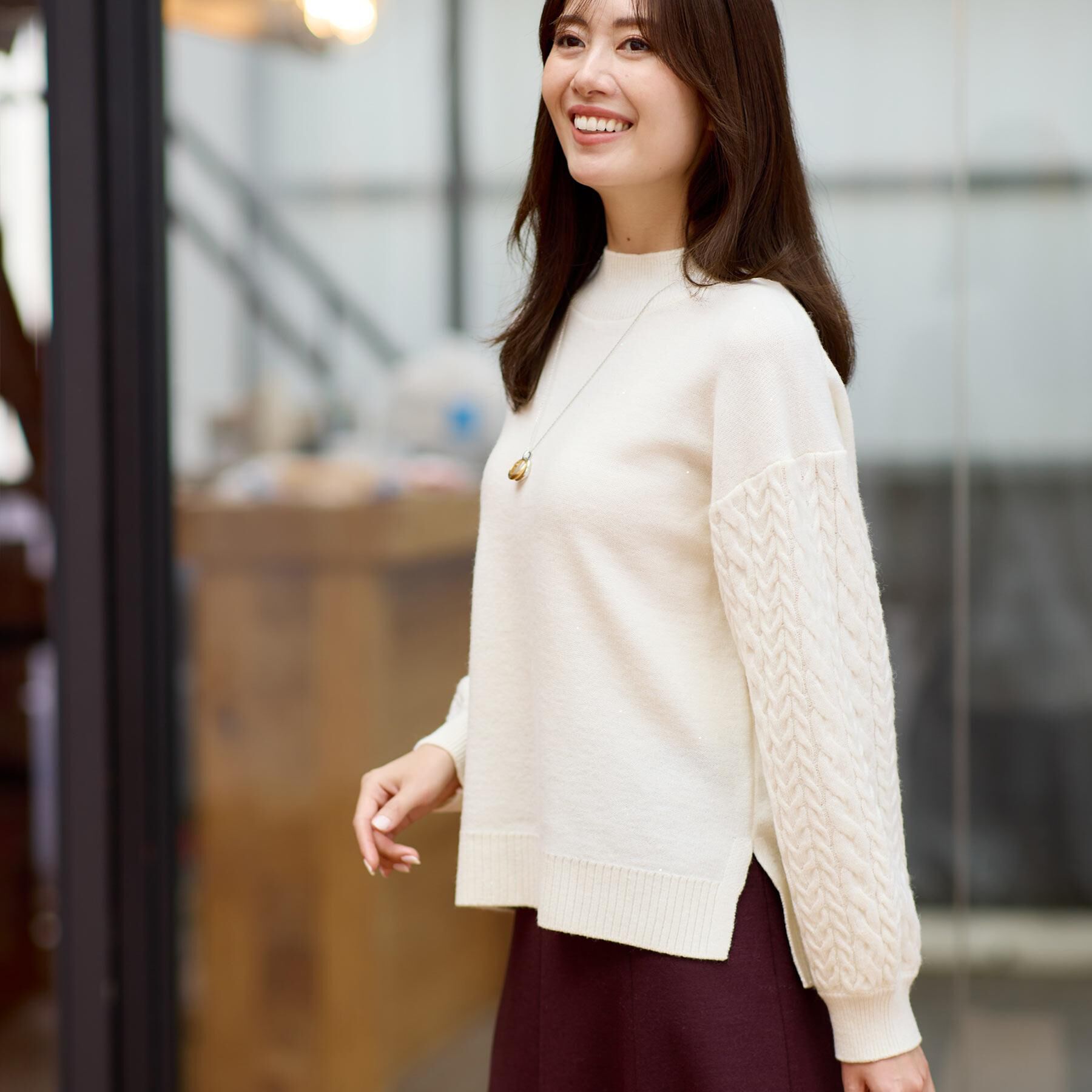 Reflect「【一枚で着映え◎／ゆったりシルエット】ラメ&times;スパンコールウール混ニット」|ニット・セーター|