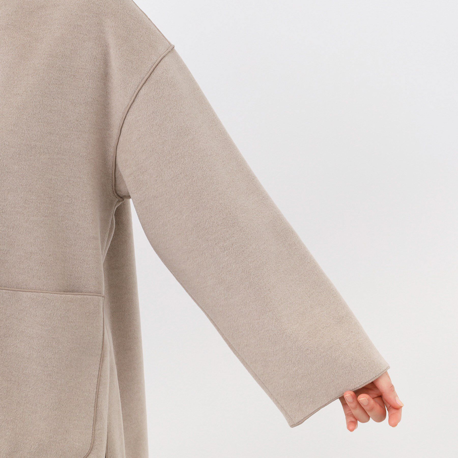 Reflect「【体型カバー／ゆったり着られる◎】リラクシーパイルコート」|ノーカラーコート|