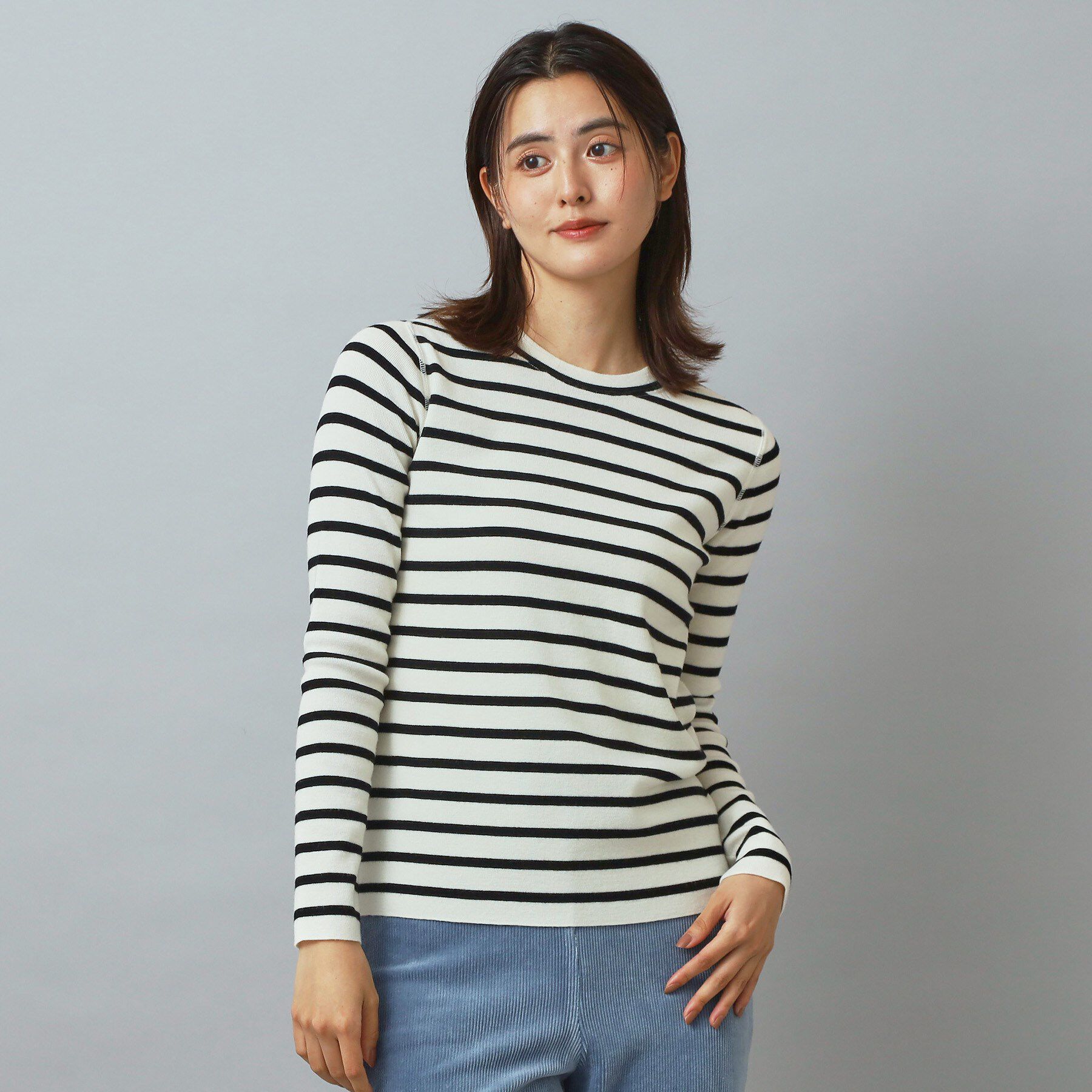 DRESSTERIOR「ストレッチフルニードルボーダーニット」|ニット・セーター|