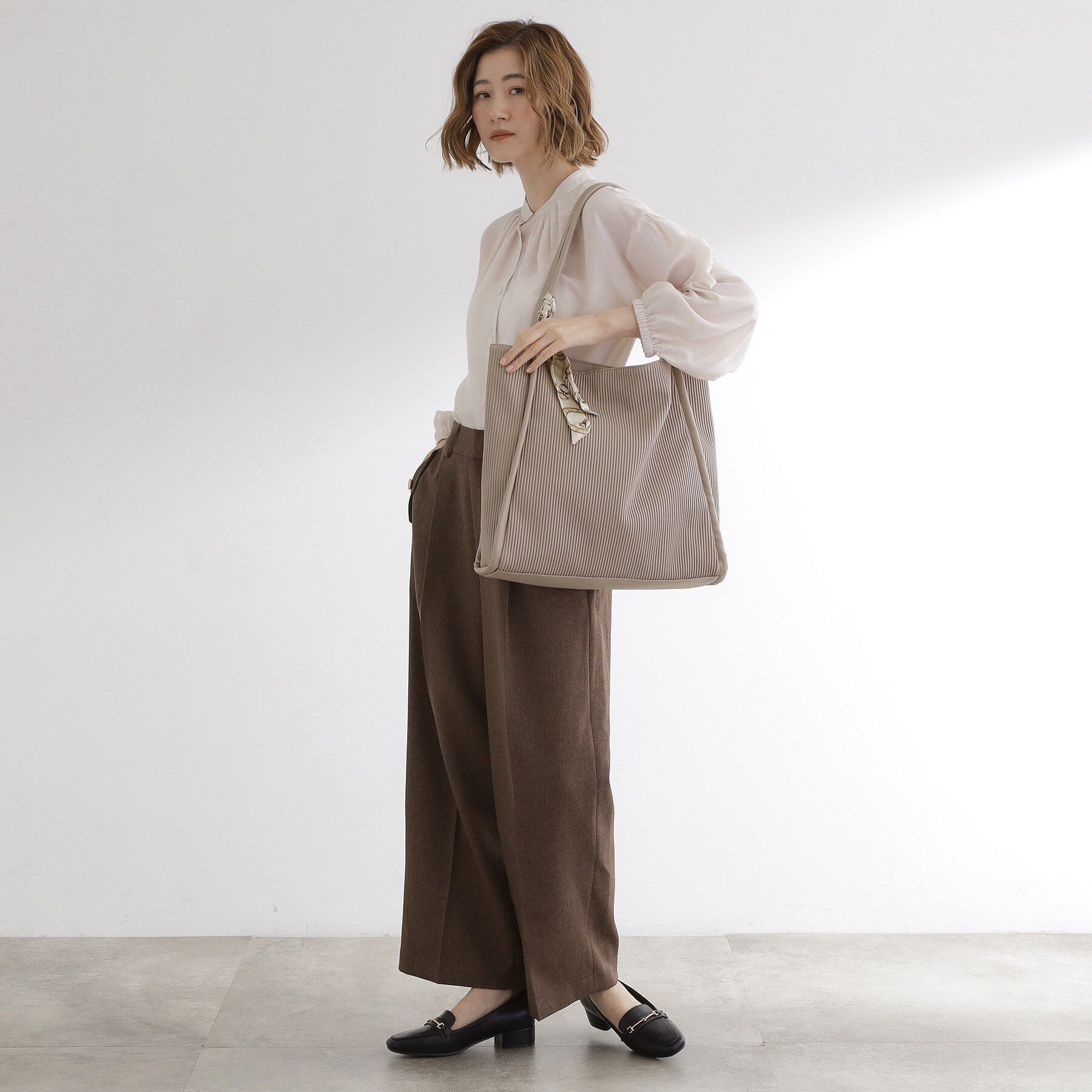 grove「【A4】プリーツスカーフ付トート」|トートバッグ|