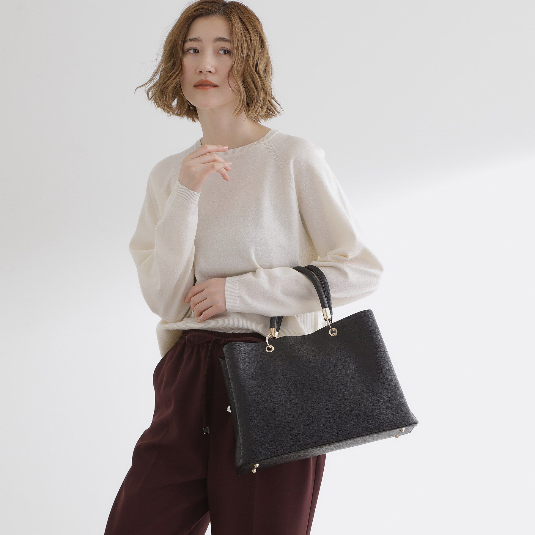 grove「リングハンドル2WAYトート」|トートバッグ|ブラック(019)