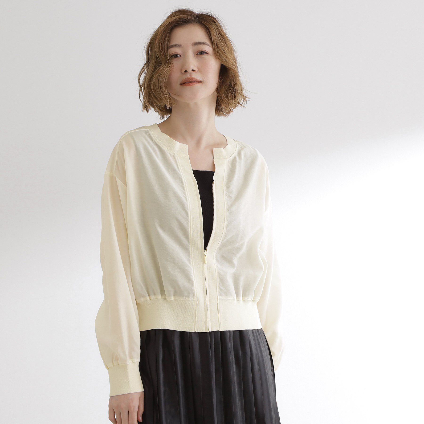 grove「軽やかに秋先取り　ブルゾン感覚で着られるカーディガン」|ブルゾン・スタジャン|