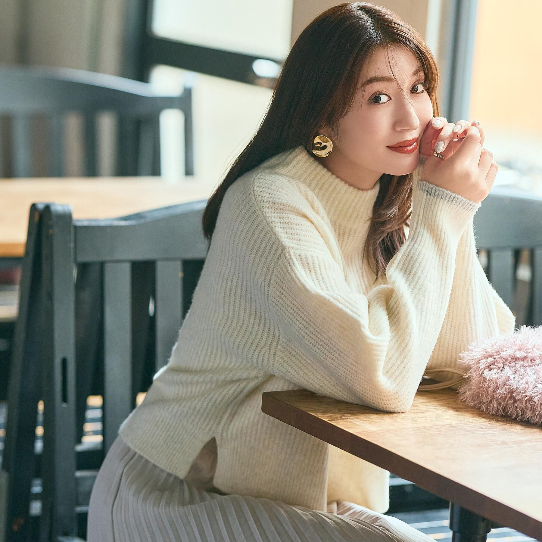 grove「【洗える】ふんわりウール混ボトルネックニット」|ニット・セーター|