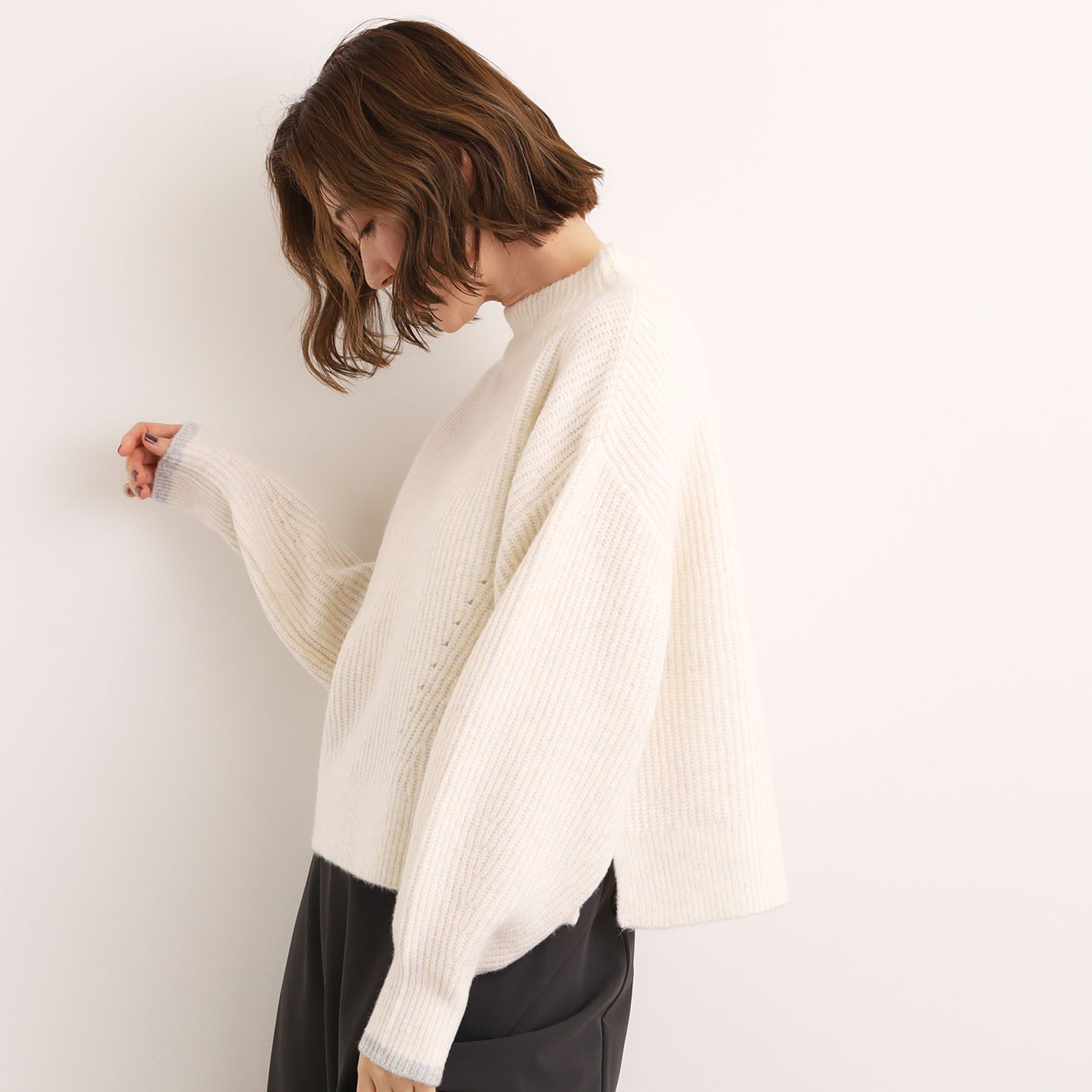 grove「【洗える】ふんわりウール混ボトルネックニット」|ニット・セーター|