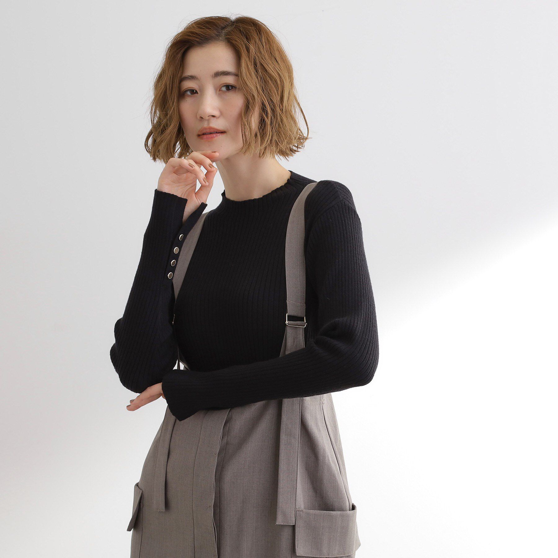 grove「【吸湿発熱／帯電防止】ハイネックリブプルオーバー」|ニット・セーター|