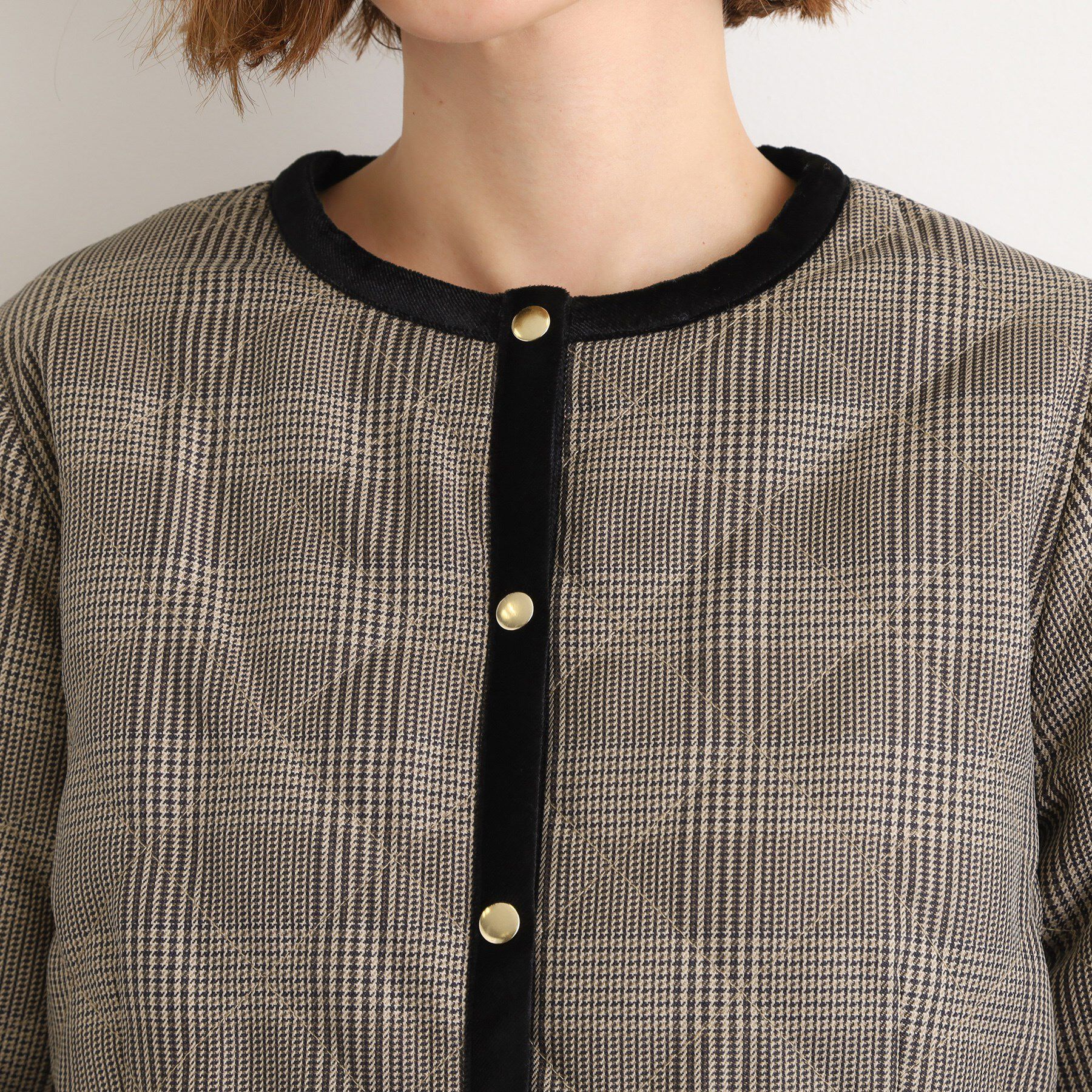 grove「【2WAY・リバーシブル】一枚でチェック柄も無地も！キルトジャケット」|ブルゾン・スタジャン|