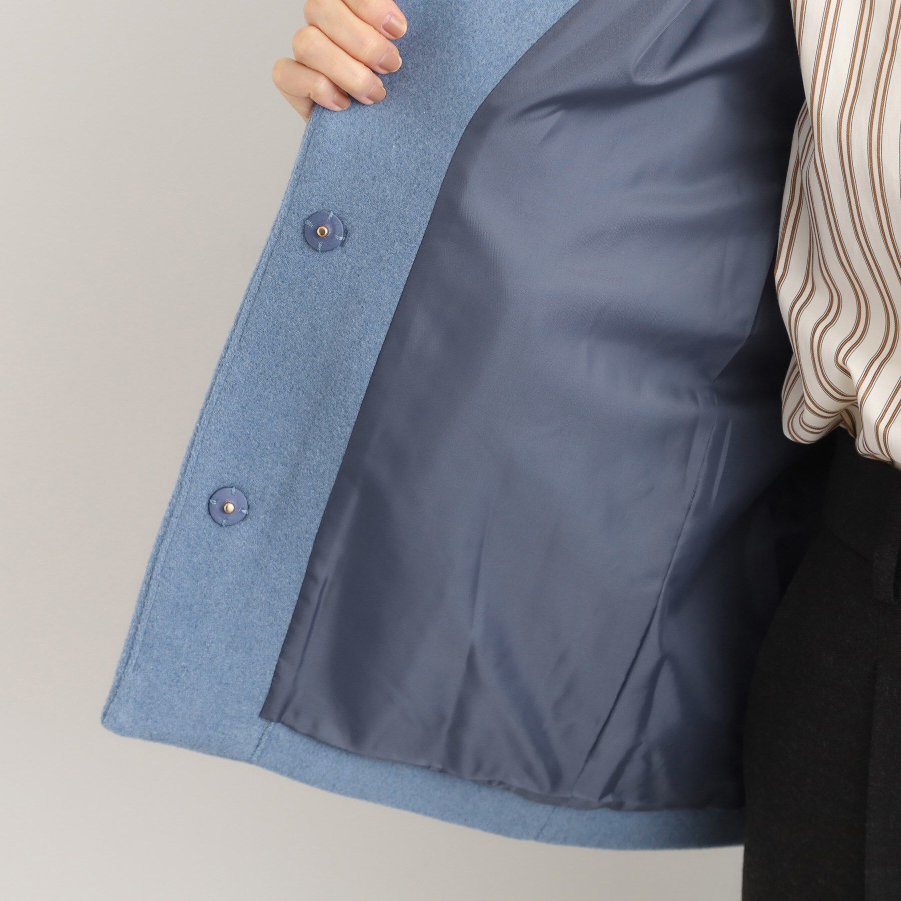 grove「【ウール混】軽やかに羽織れるショートコート」|ノーカラーコート|