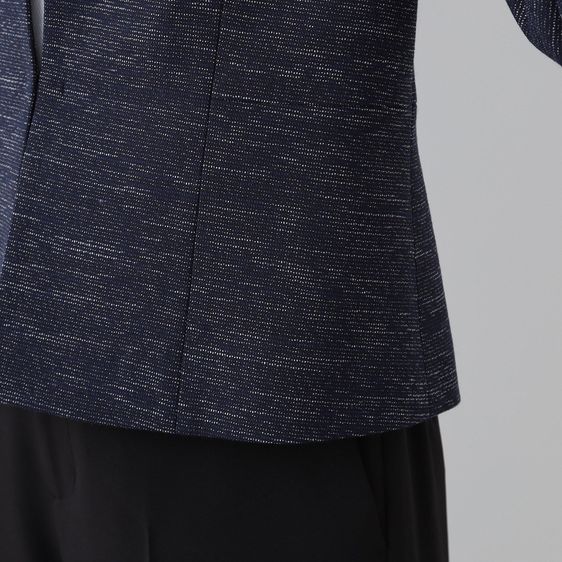 INDIVI「【洗える】ストレッチツィードジャケット」|ノーカラージャケット|