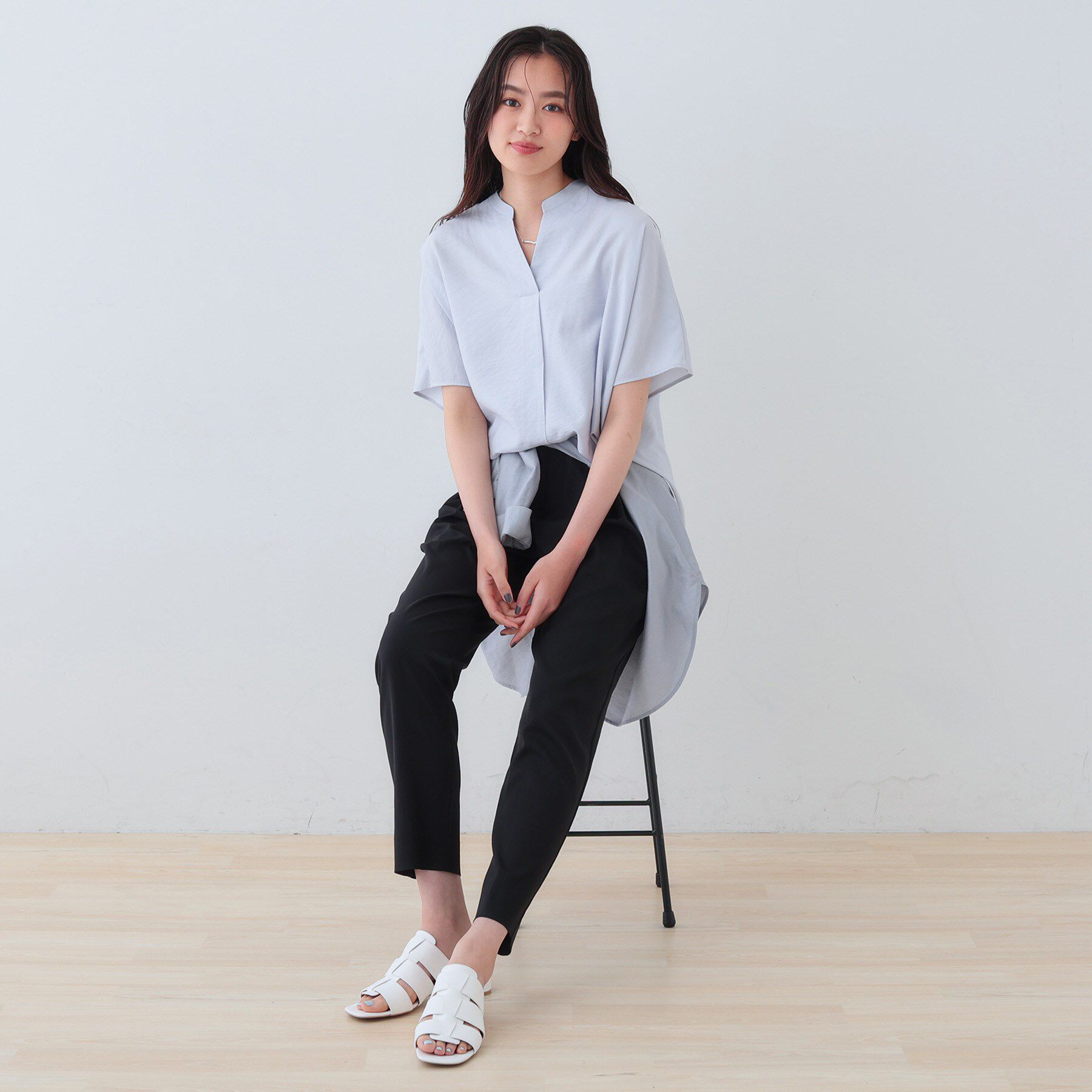 INDIVI「【洗える／UVケア／SETUP可能】スキッパードルマンブラウス」|シャツ・ブラウス|