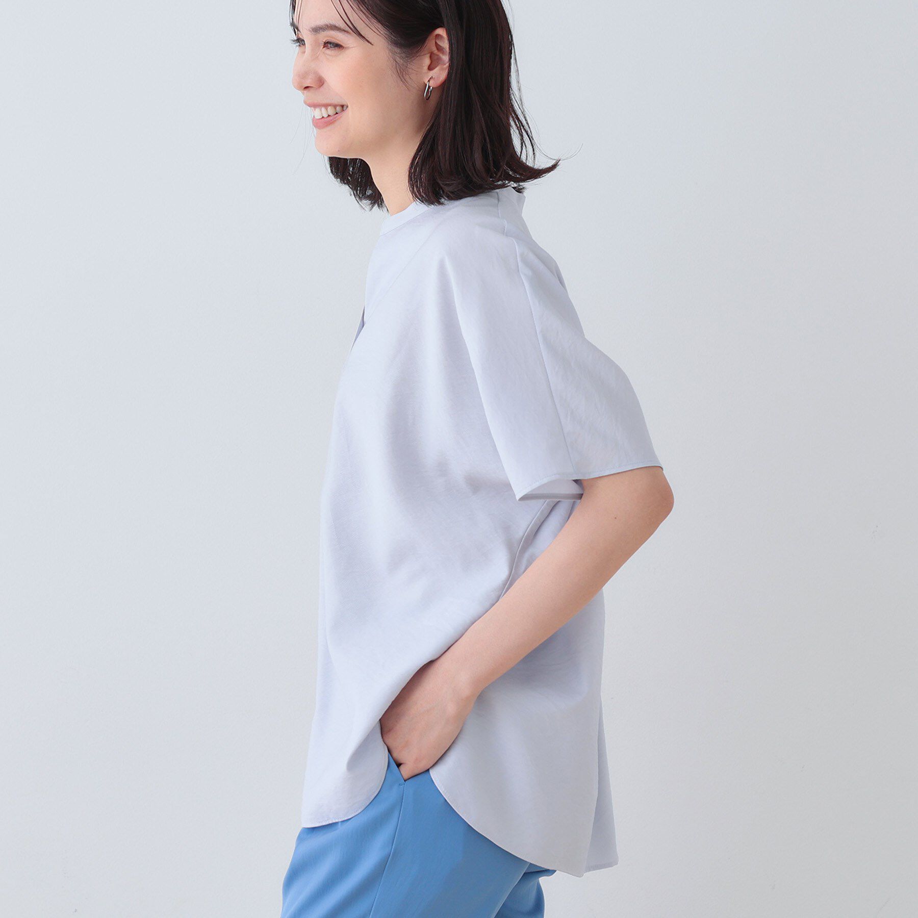 INDIVI「【洗える／UVケア／SETUP可能】スキッパードルマンブラウス」|シャツ・ブラウス|