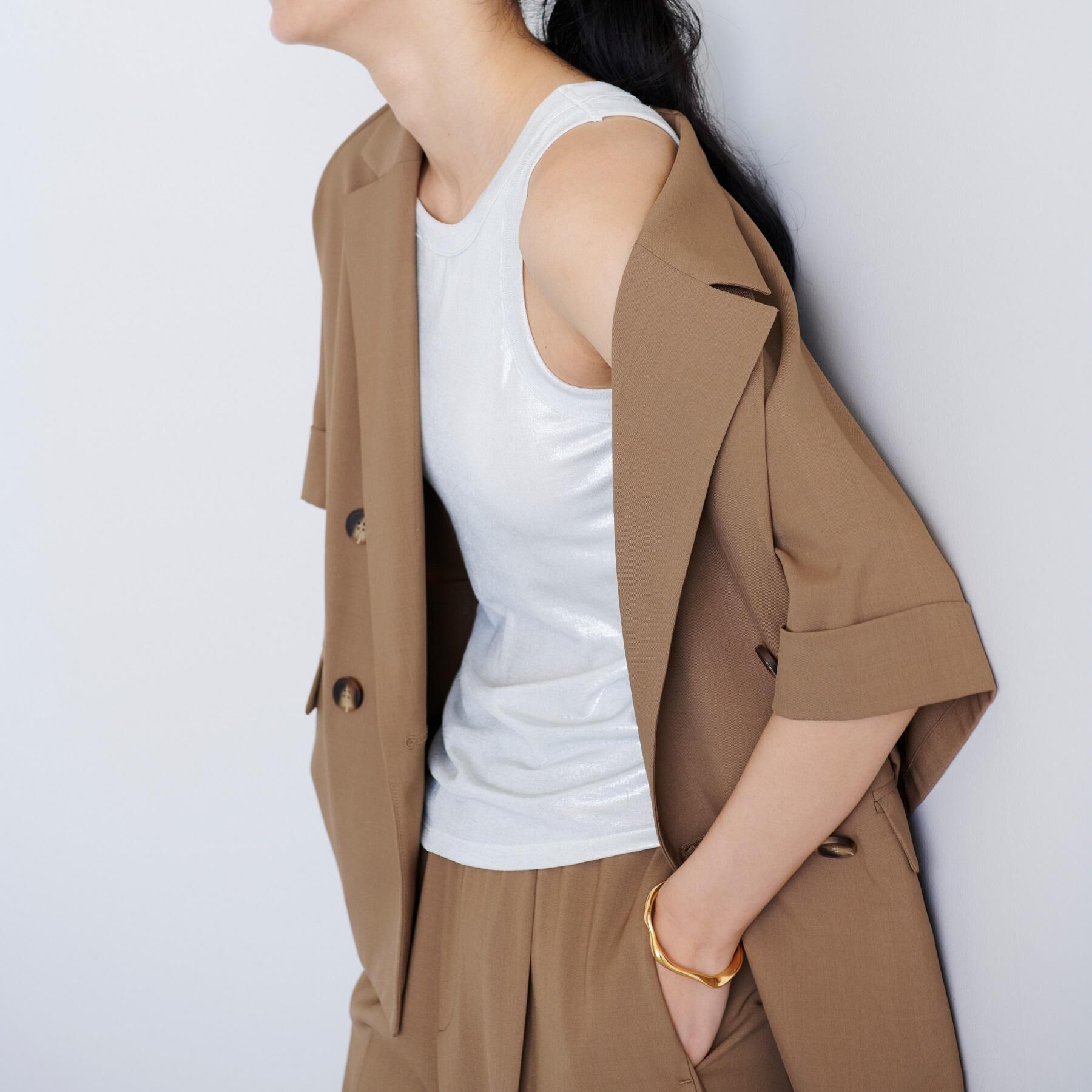 GALLEST「【セットアップ対応】イージーダブルブレスト半袖ジャケット」|テーラードジャケット|