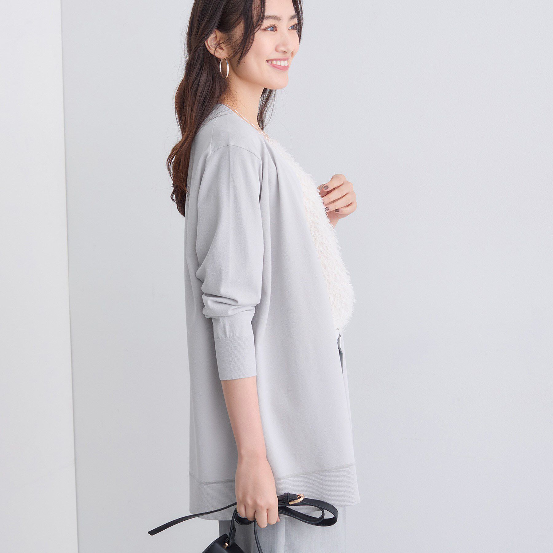 INDIVI「【洗える】着流しロングカーディガン」|カーディガン|