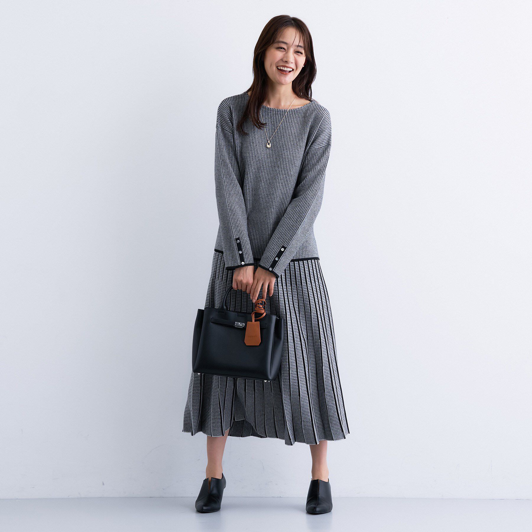 INDIVI「【洗える／SETUP可能】ジャカードボートネックニット」|ニット・セーター|