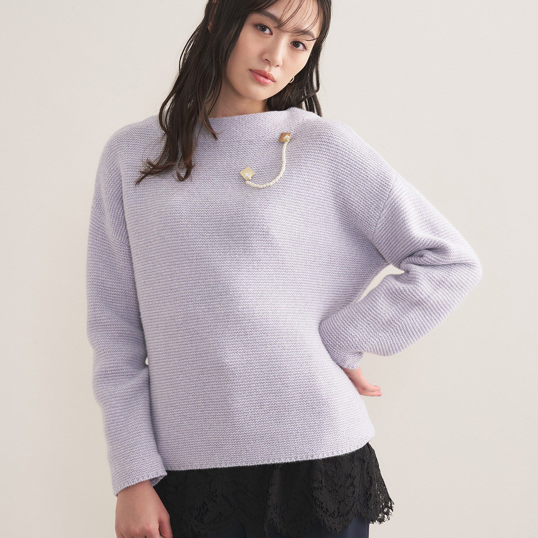 INDIVI「【洗える／大人ラメ】カラーMIXボトルネックニット」|ニット・セーター|