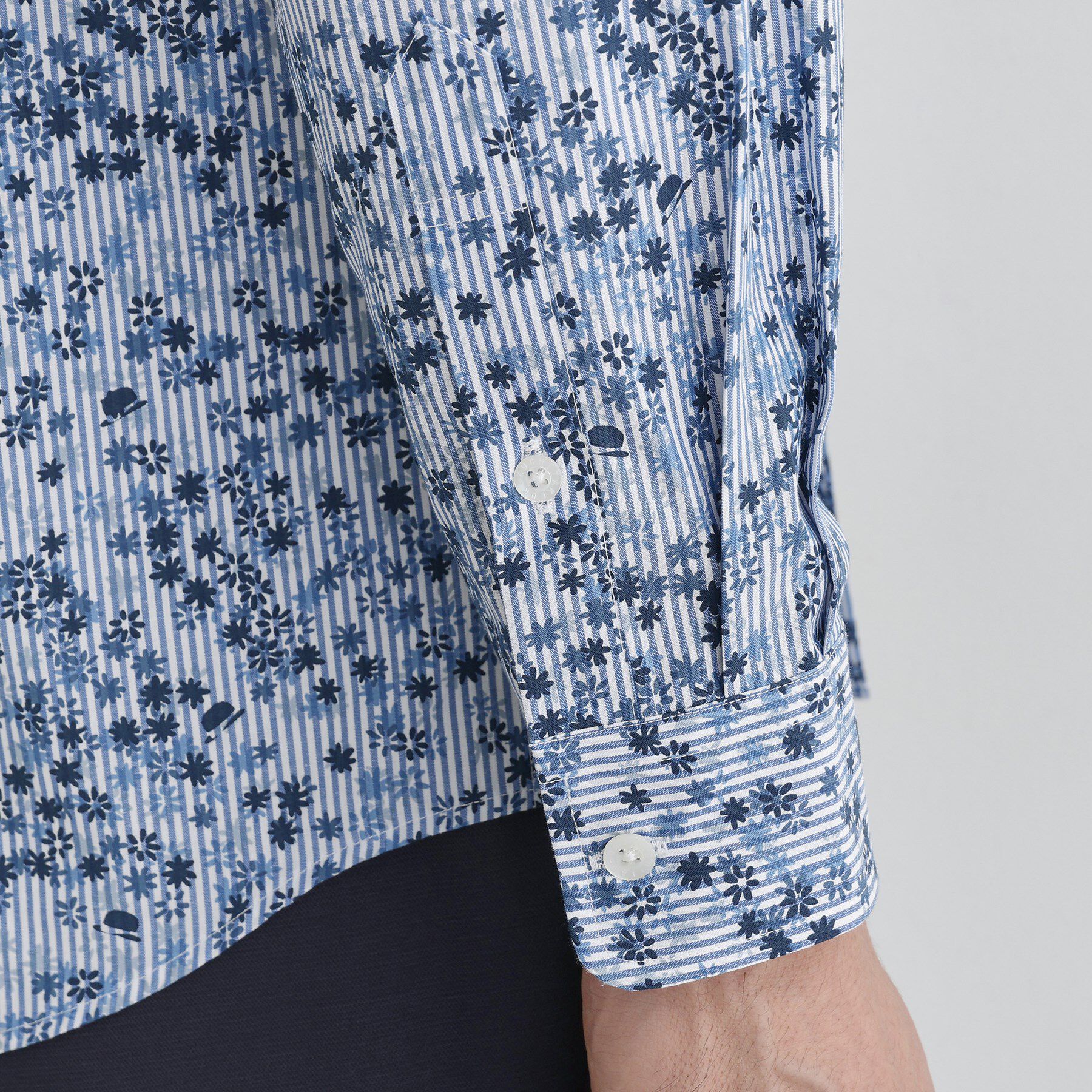 TAKEO KIKUCHI「ストライプ小花 長袖シャツ」|シャツ・ブラウス|