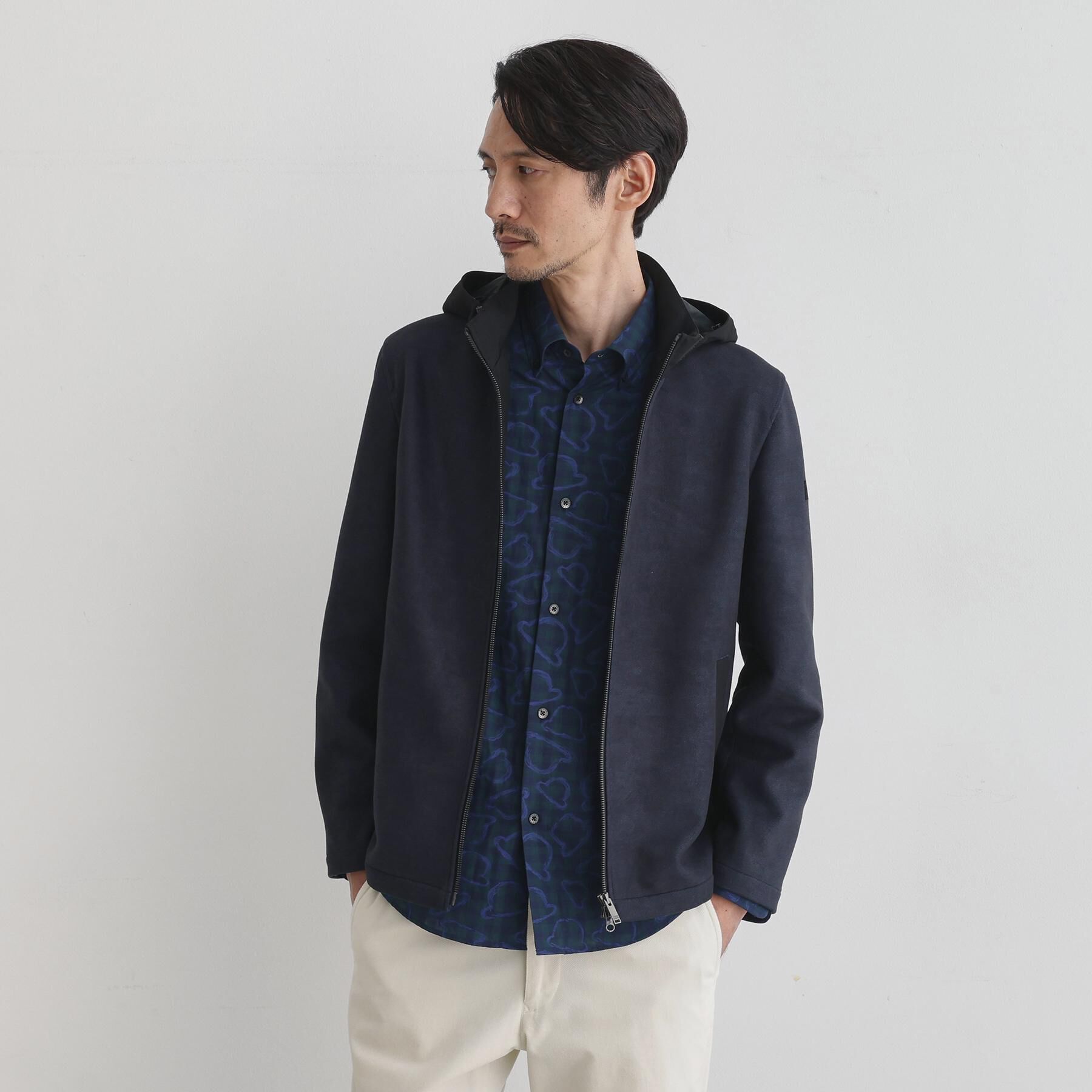 TAKEO KIKUCHI「【JUST ONE LAYER】ダウンファブリック ジップアップ フード ブルゾン」|ブルゾン・スタジャン|