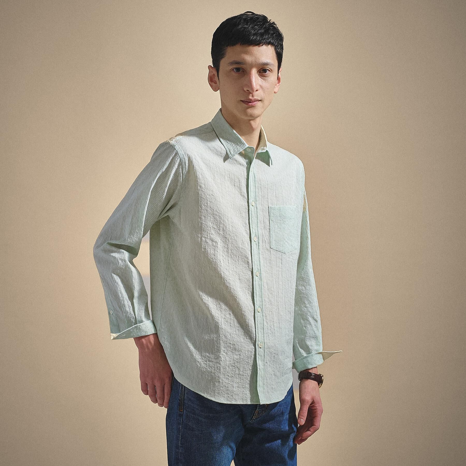 TAKEO KIKUCHI「播州 ドビーストライプ フラワーシャツ」|シャツ・ブラウス|