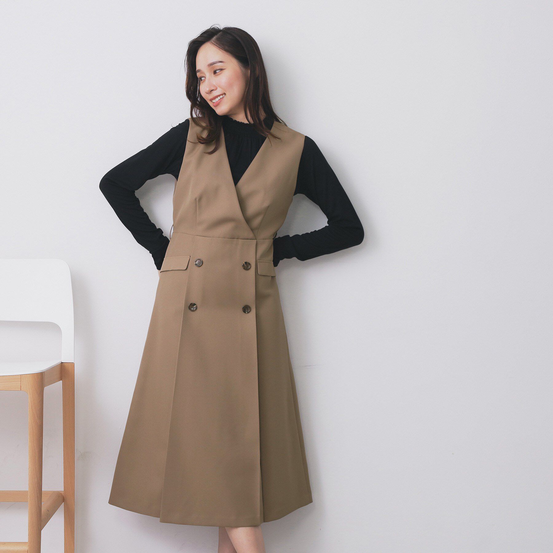 index「トレンチディティールワンピース【洗濯機OK/イージーアイロン/防シワ】」|ワンピース|