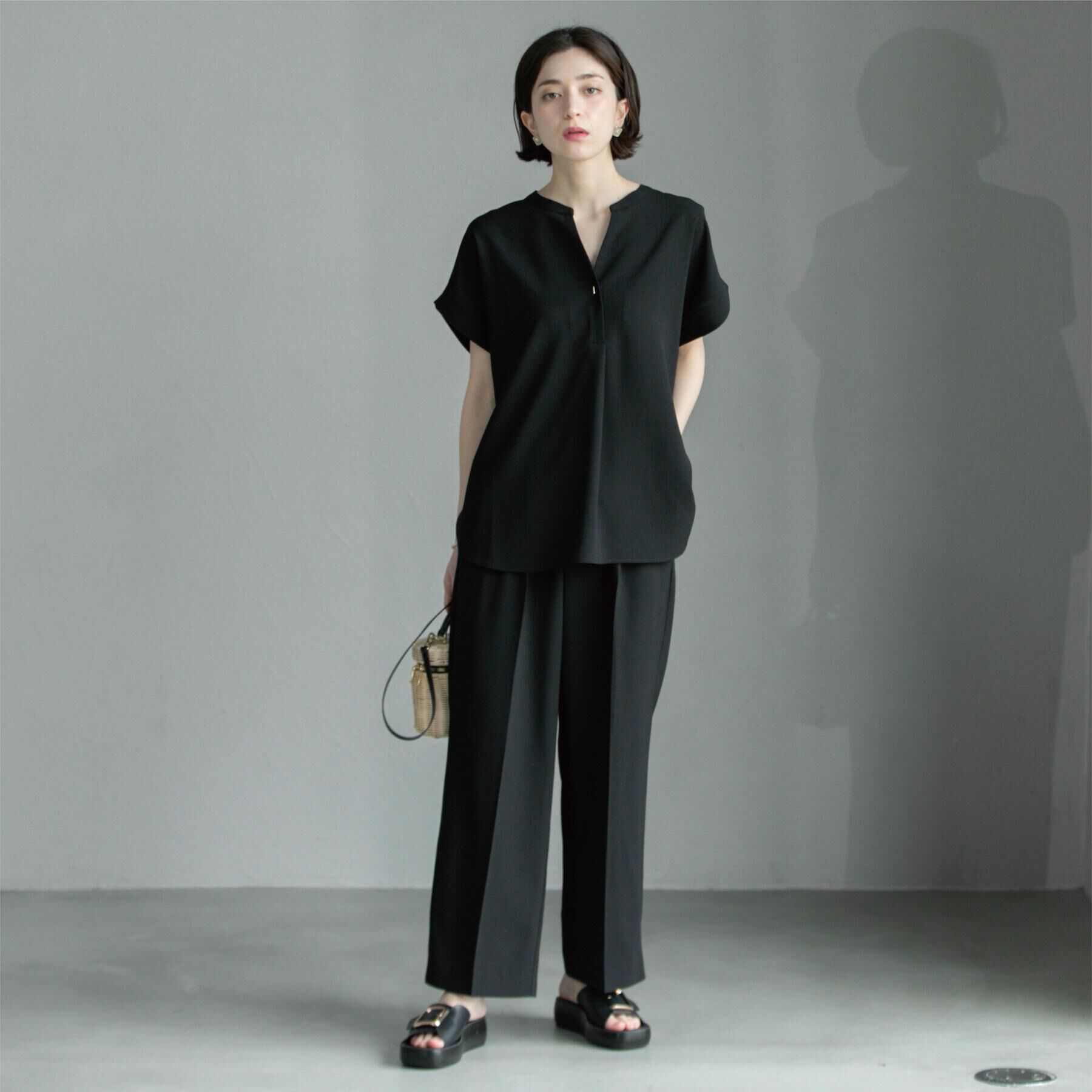 OPAQUE.CLIP「《6色展開/丈が選べる》美脚イージーワイドパンツ/セットアップ対応【ストレッチ/洗濯機洗い可/防シワ」|その他|