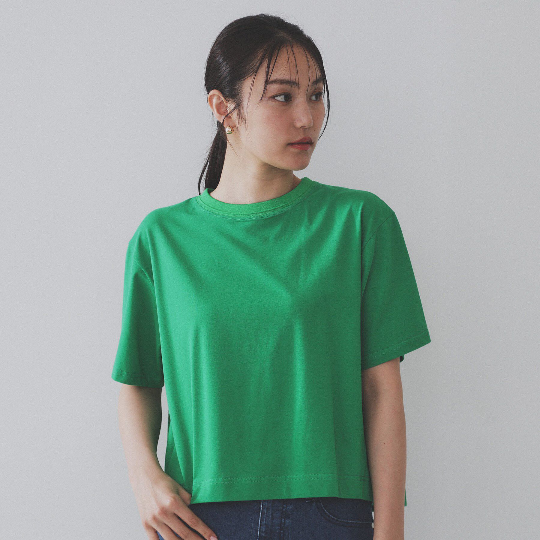 OPAQUE.CLIP「バックフレアショートTシャツ【洗濯機洗い可】」|Tシャツ・カットソー|