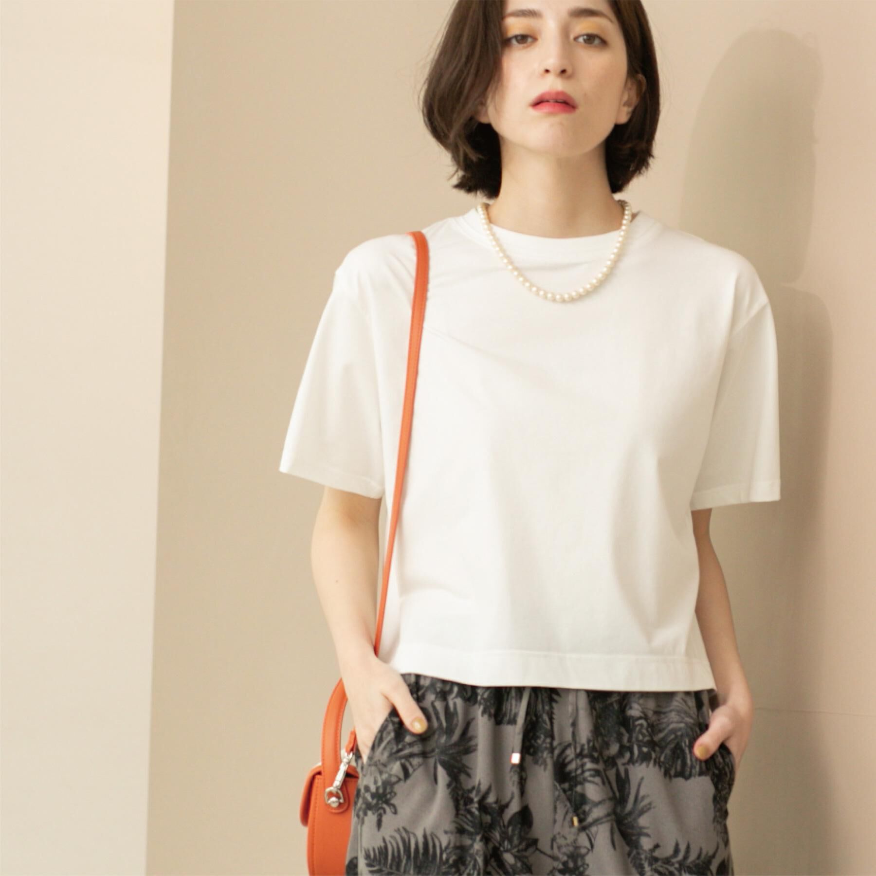 OPAQUE.CLIP「バックフレアショートTシャツ【洗濯機洗い可】」|Tシャツ・カットソー|