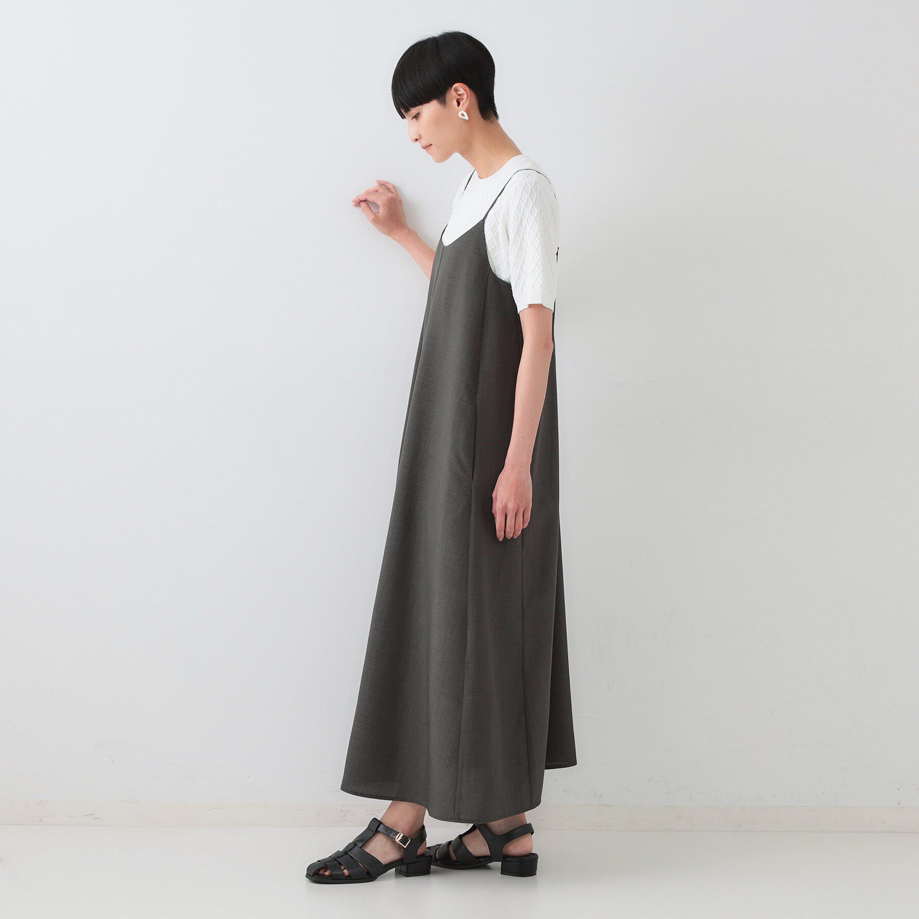 OPAQUE.CLIP「リネンライクキャミワンピース【洗濯機洗い可】」|ワンピース|