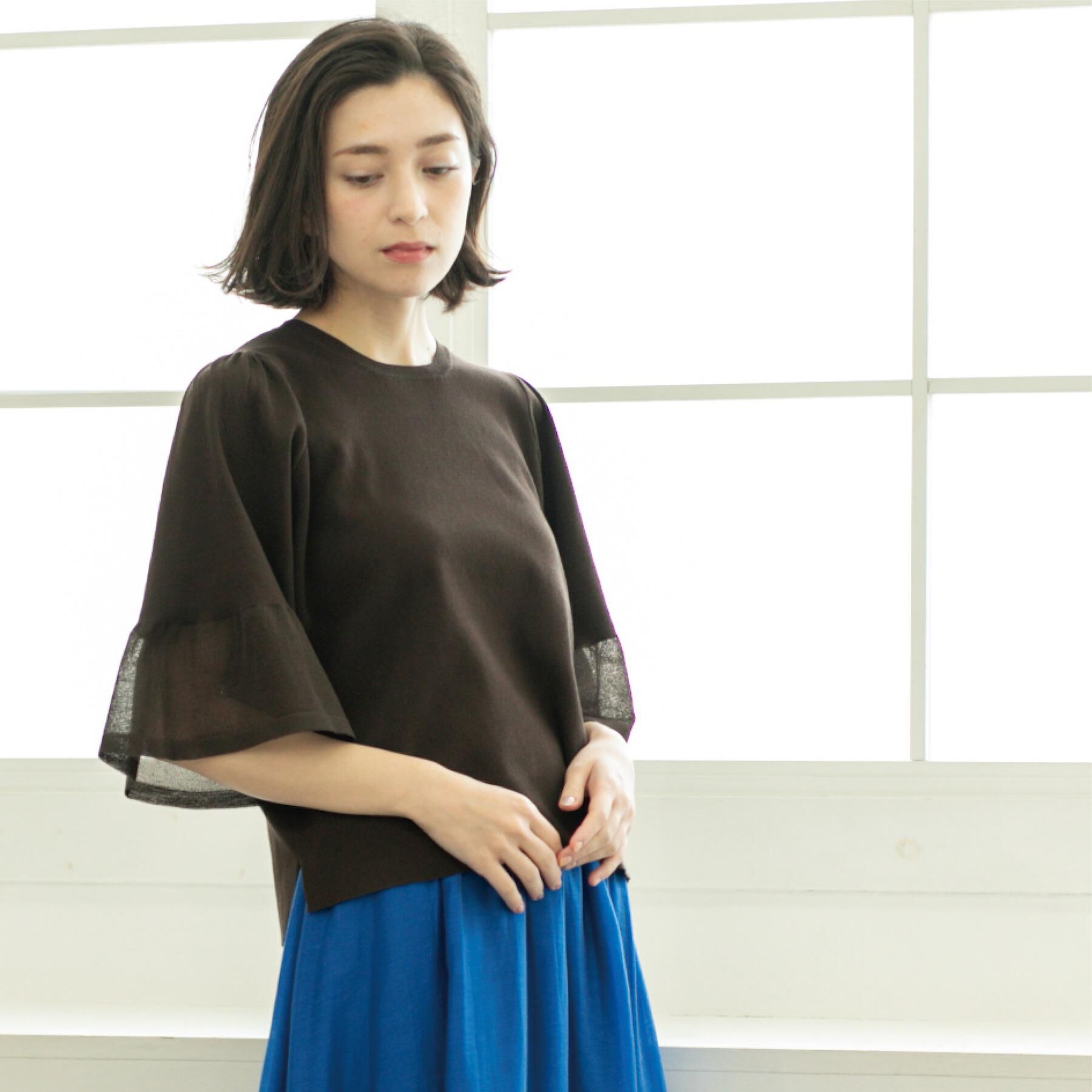 OPAQUE.CLIP「《5色展開》シアーフレアスリーブニット【洗濯機洗い可】」|ニット・セーター|