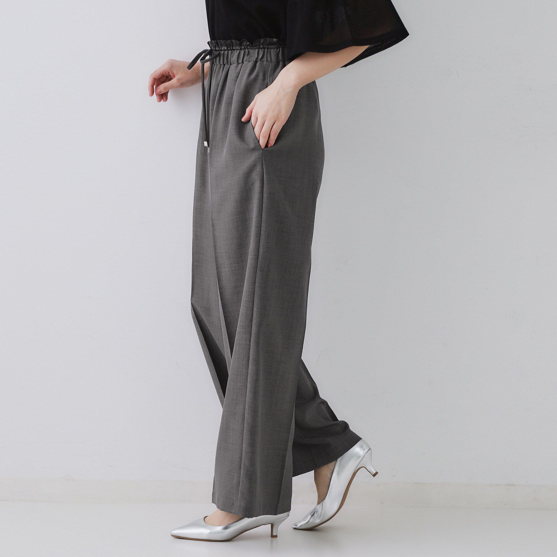OPAQUE.CLIP「ウエストサテン使いイージーワイドパンツ【洗濯機洗い可】」|その他|