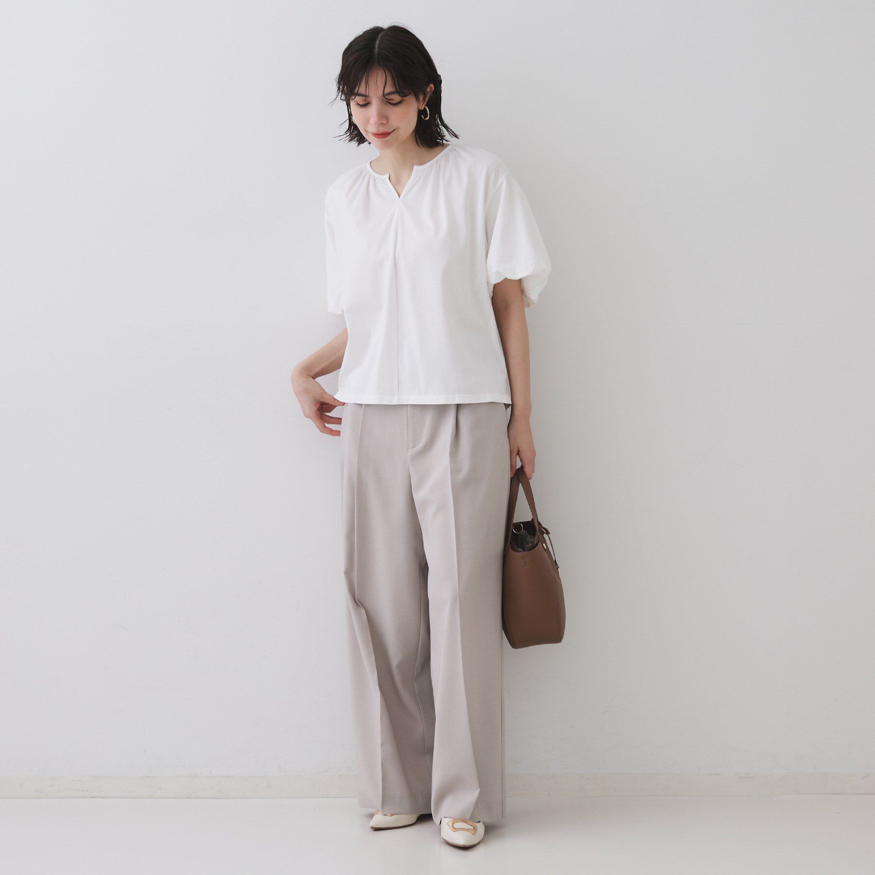 OPAQUE.CLIP「バルーンスリーブトップス/セットアップ対応【UVケア/接触冷感/洗濯機洗い可】」|Tシャツ・カットソー|