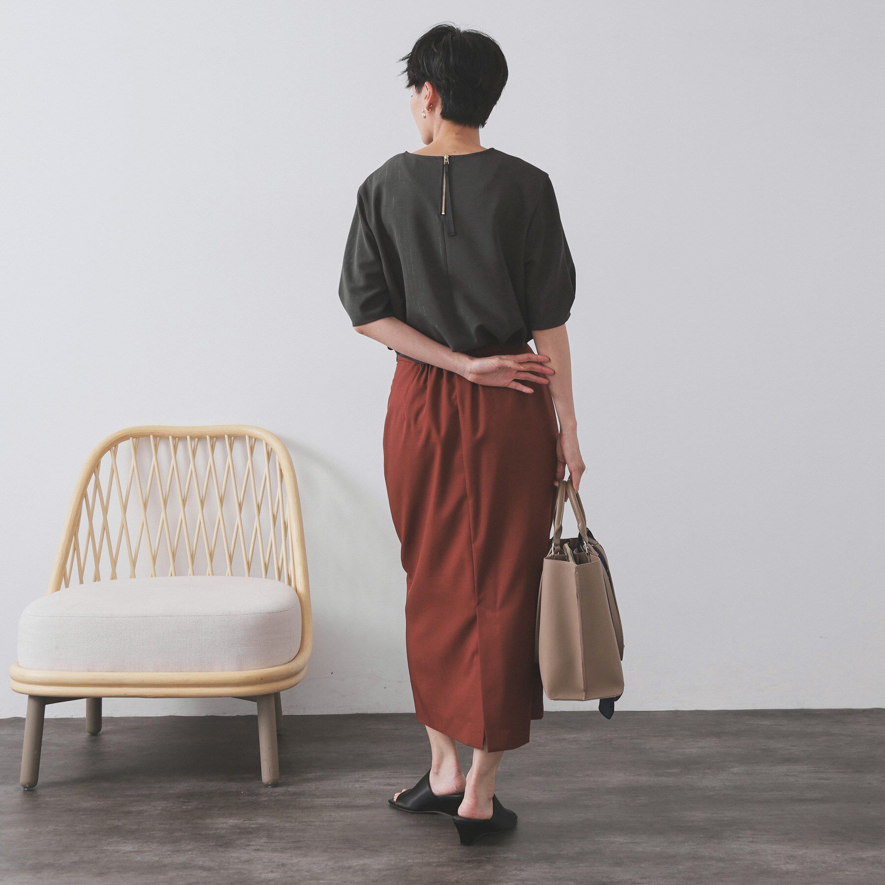 OPAQUE.CLIP「ラメストライプタックスリーブブラウス/セットアップ可【洗濯機洗い可/防シワ/吸水速乾】」|シャツ・ブラウス|